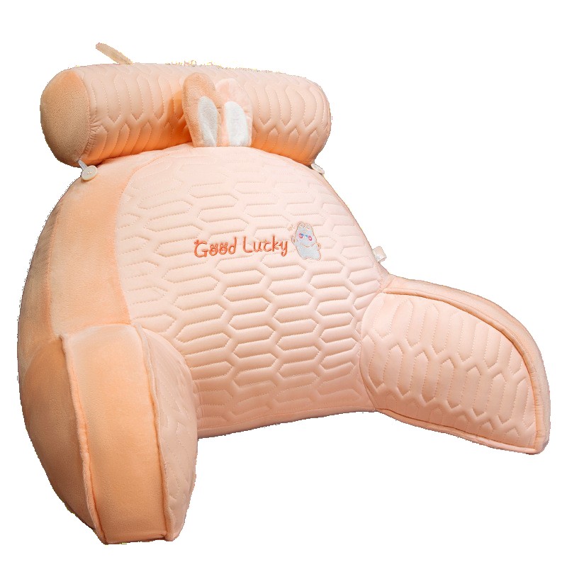 ✨TOATE PRODUSELE✨ - Perna Multifunctionala, , Spatar pentru Pat, Protectie Lombara, Marime Medie, 60 x 40 cm, din Latex, Model Iepure, Roz