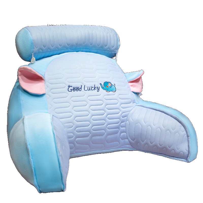 ✨TOATE PRODUSELE✨ - Perna Multifunctionala, , Spatar pentru Pat, Protectie Lombara, Marime Medie, 60 x 40 cm, din Latex, Model Elefant, Albastru