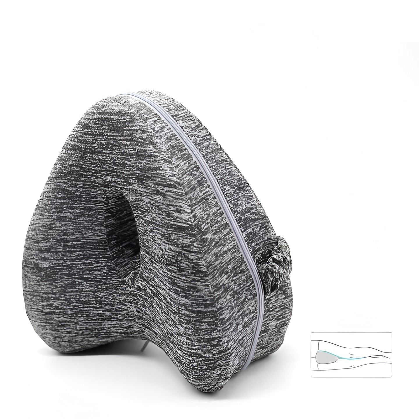 Perna Ortopedica pentru Picioare, , Multifunctionala, Confortabilă, in Forma de Inima, Spuma cu Memorie, Curea Anti-cadere, 25x23x13 cm, Gri [1]