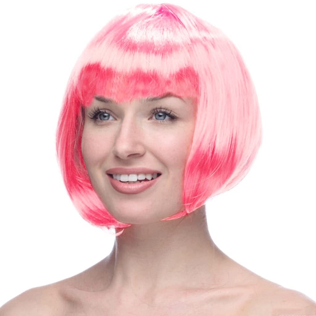 ✨TOATE PRODUSELE✨ - Peruca Cosplay, , Tunsoare Bob cu Breton, pentru Carnaval, Halloween, Petreceri Tematice, din PET, Marime Universala, Roz Deschis