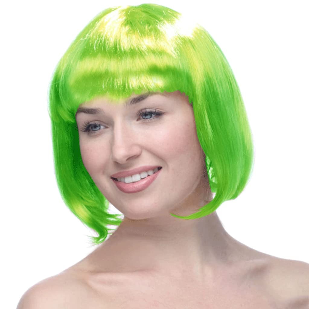 ✨TOATE PRODUSELE✨ - Peruca Cosplay, , Tunsoare Bob cu Breton, pentru Carnaval, Halloween, Petreceri Tematice, din PET, Marime Universala, Verde