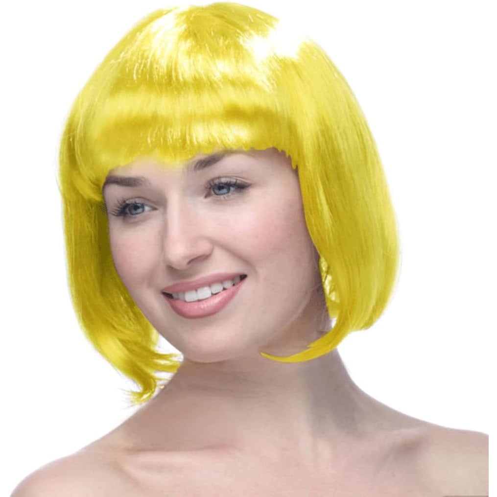 ✨TOATE PRODUSELE✨ - Peruca Cosplay, , Tunsoare Bob cu Breton, pentru Carnaval, Halloween, Petreceri Tematice, din PET, Marime Universala, Galben