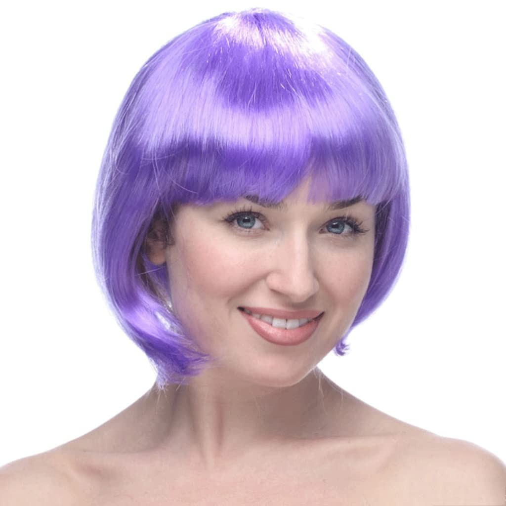 ✨TOATE PRODUSELE✨ - Peruca Cosplay, , Tunsoare Bob cu Breton, pentru Carnaval, Halloween, Petreceri Tematice, din PET, Marime Universala, Mov