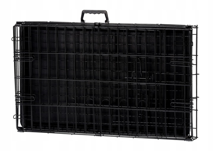 Cusca metalica pliabila pentru animale, cu maner si tava detasabila, 107x69x76 cm, negru [8]