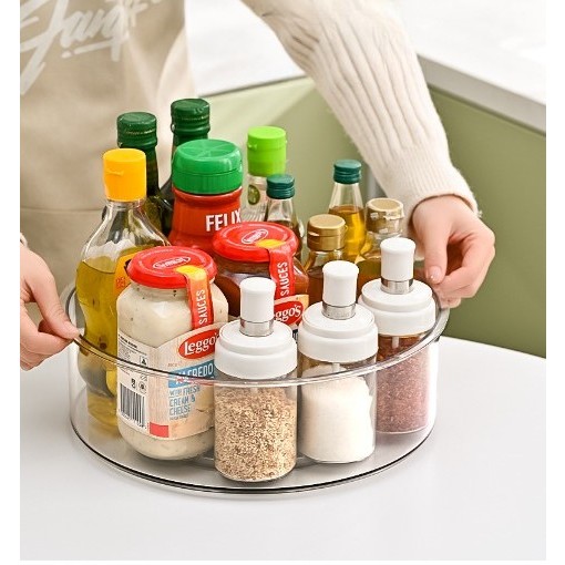Suport Rotativ pentru Condimente, , Multifunctional, Rotund, 360 de Grade, pentru Bucatarie, Plastic, 30.5x30.5x10 cm, Transparent [5]