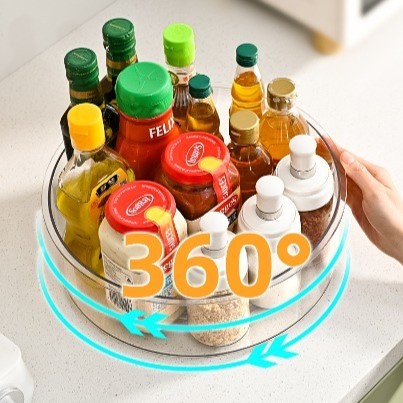 Suport Rotativ pentru Condimente, , Multifunctional, Rotund, 360 de Grade, pentru Bucatarie, Plastic, 30.5x30.5x10 cm, Transparent [6]