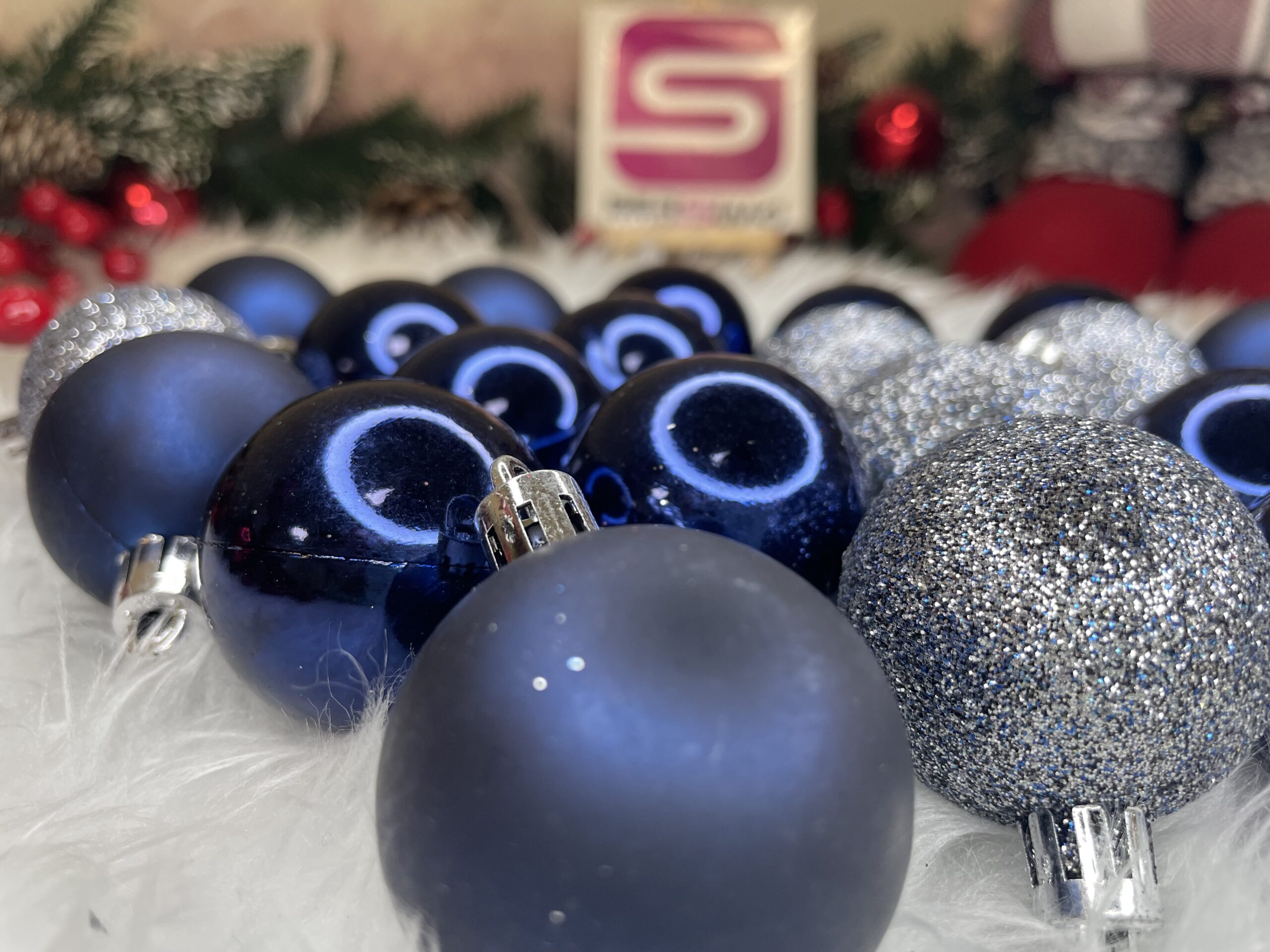 Set globuri de Craciun, 20 bucati, 3 modele, 4cm, albastru marin [16]