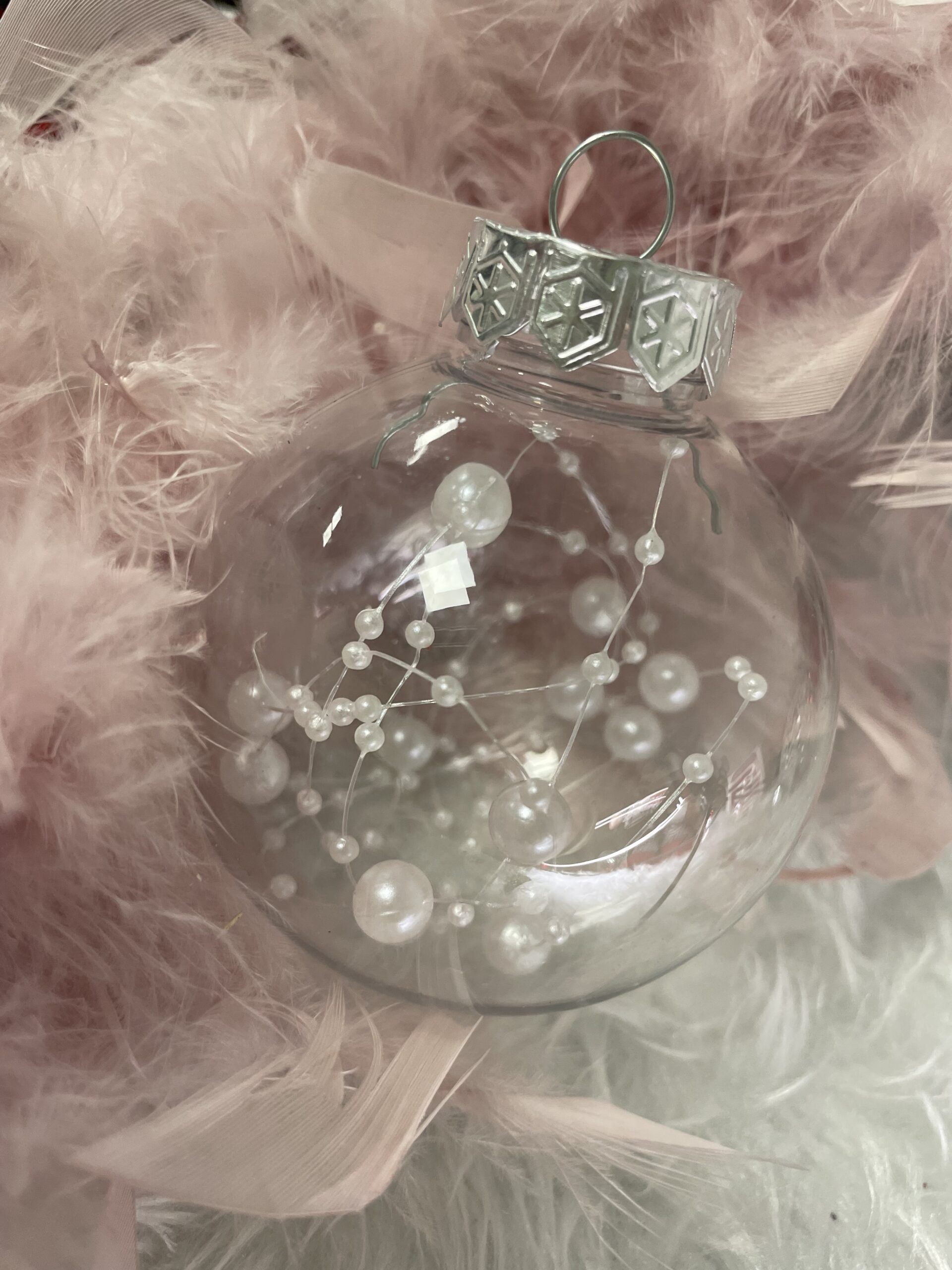 Set globuri de Craciun Inedit, 30 bucati, 7cm, transparente si alb [18]