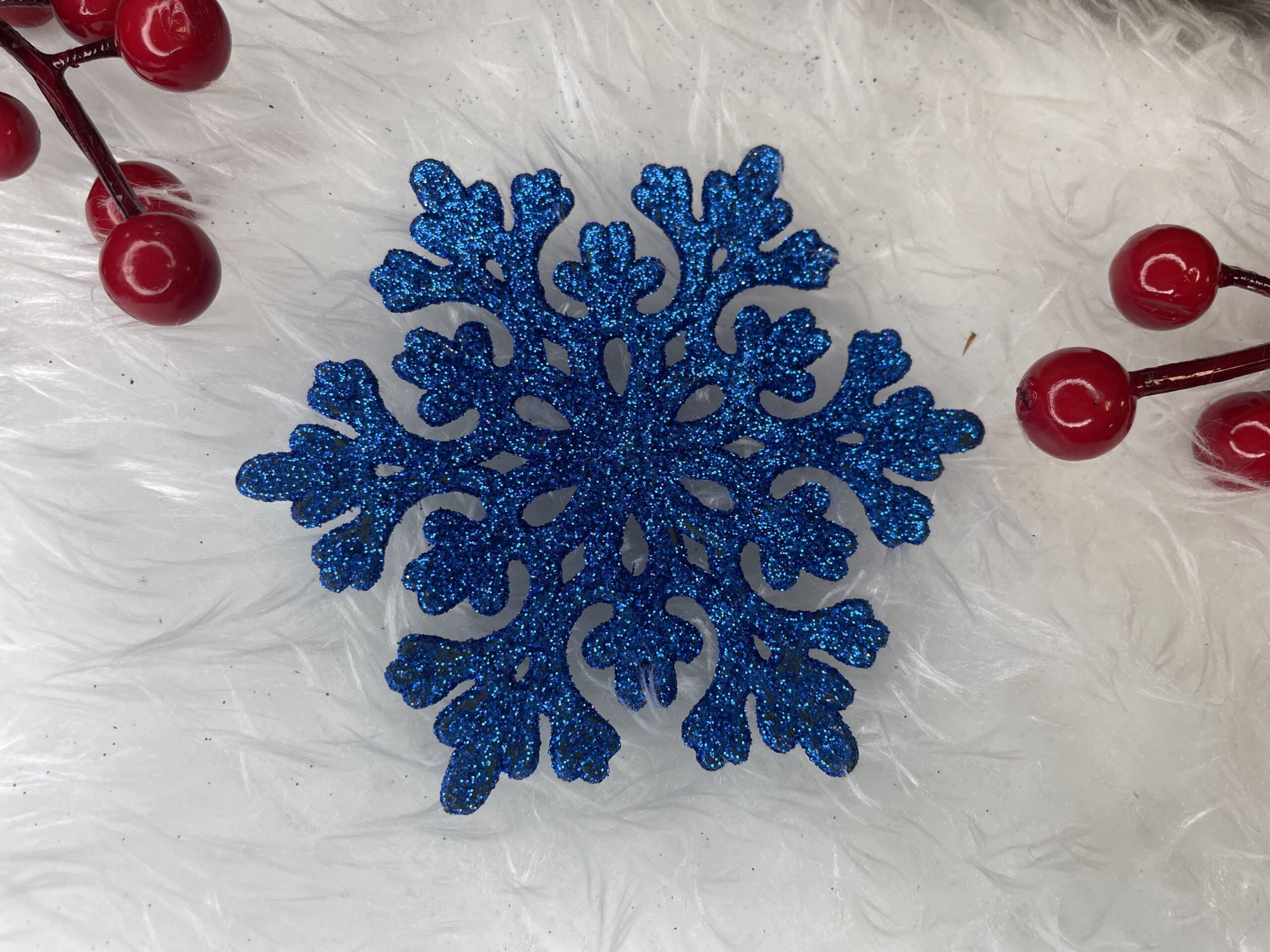 Decoratiune brad fulg de zapada, set 12 bucati, 10cm, albastru [18]