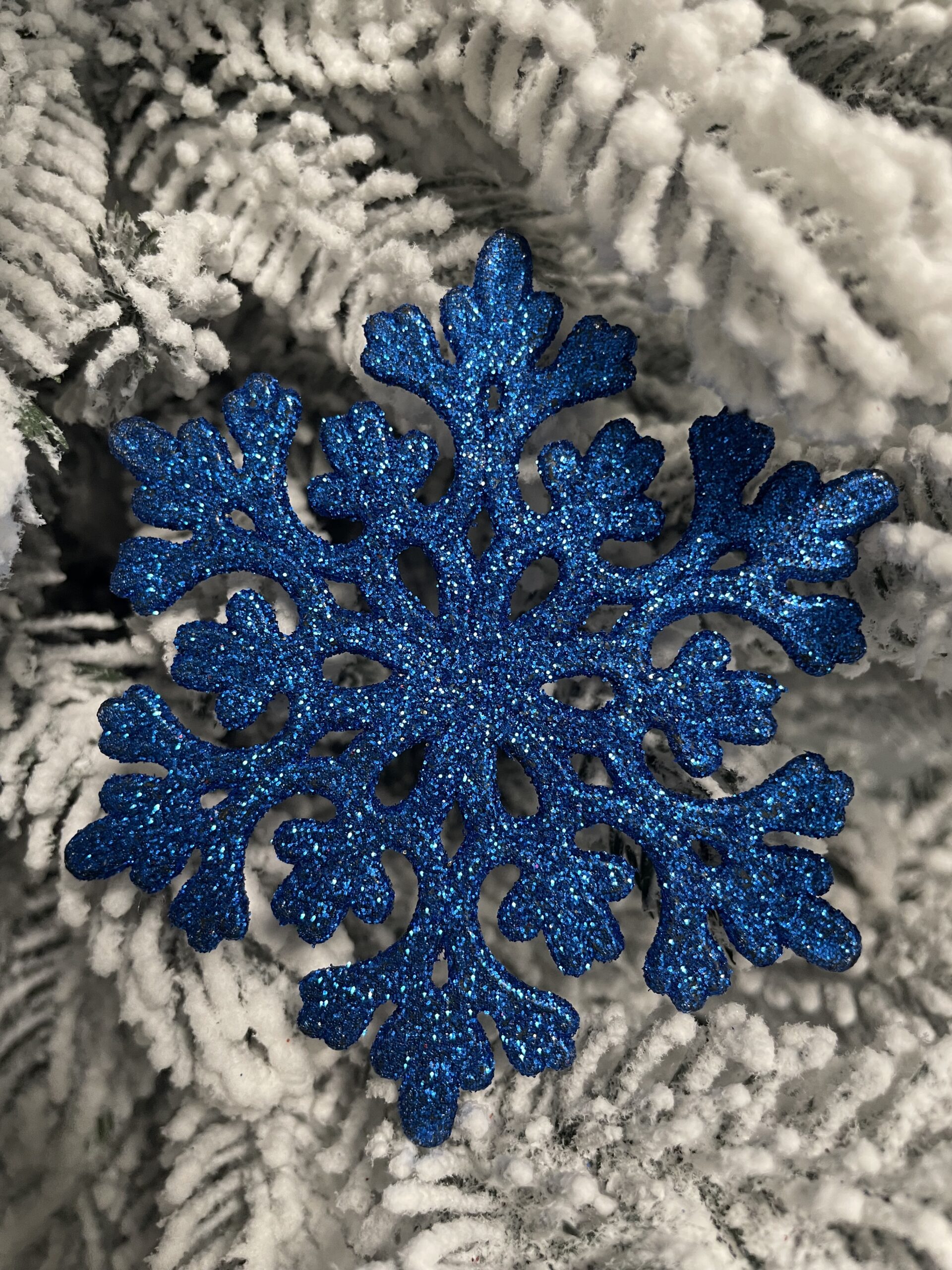 Decoratiune brad fulg de zapada, set 12 bucati, 10cm, albastru [21]