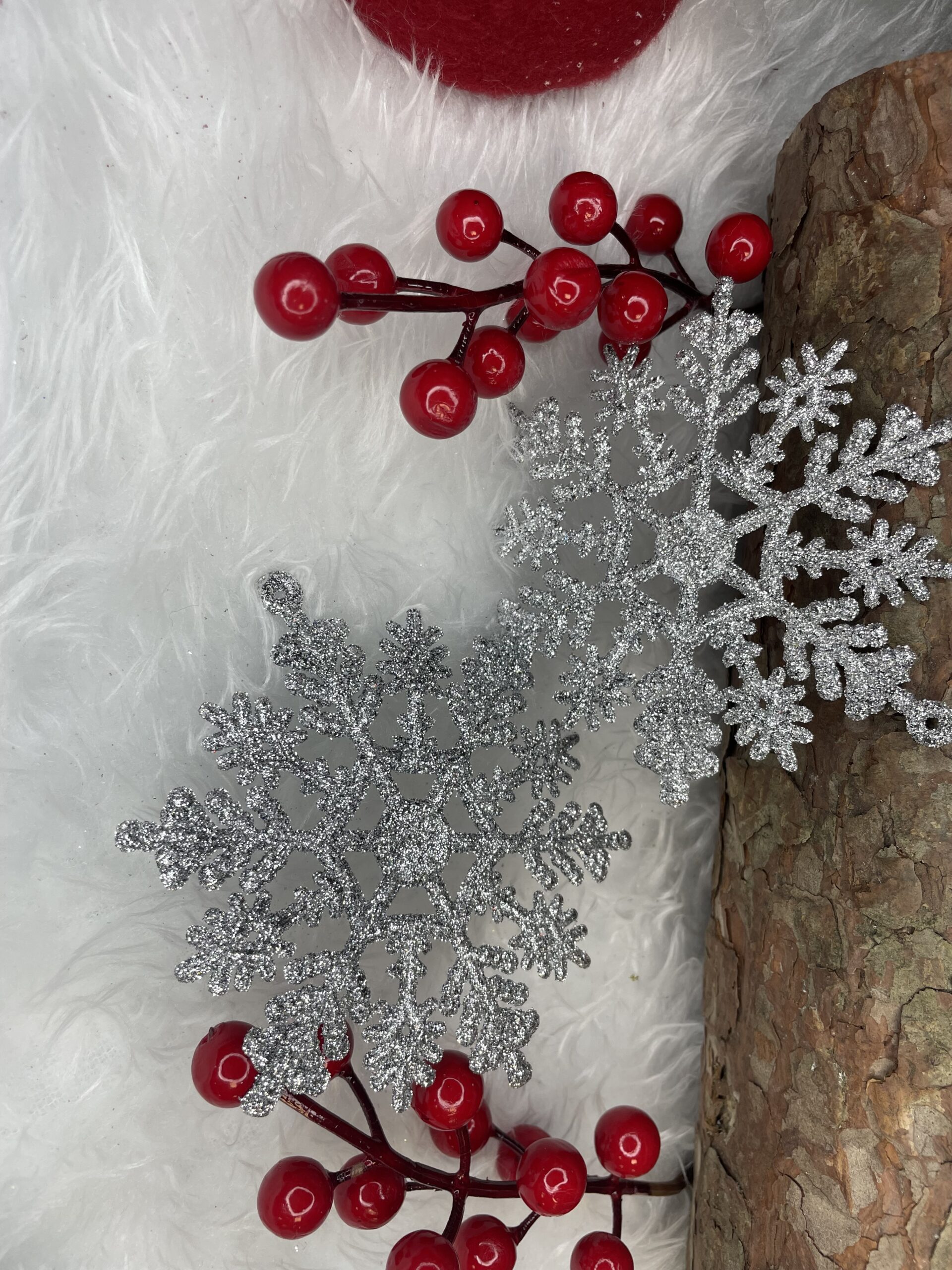 Decoratiune brad fulg de zapada, set 12 bucati, 10cm, argintiu [20]