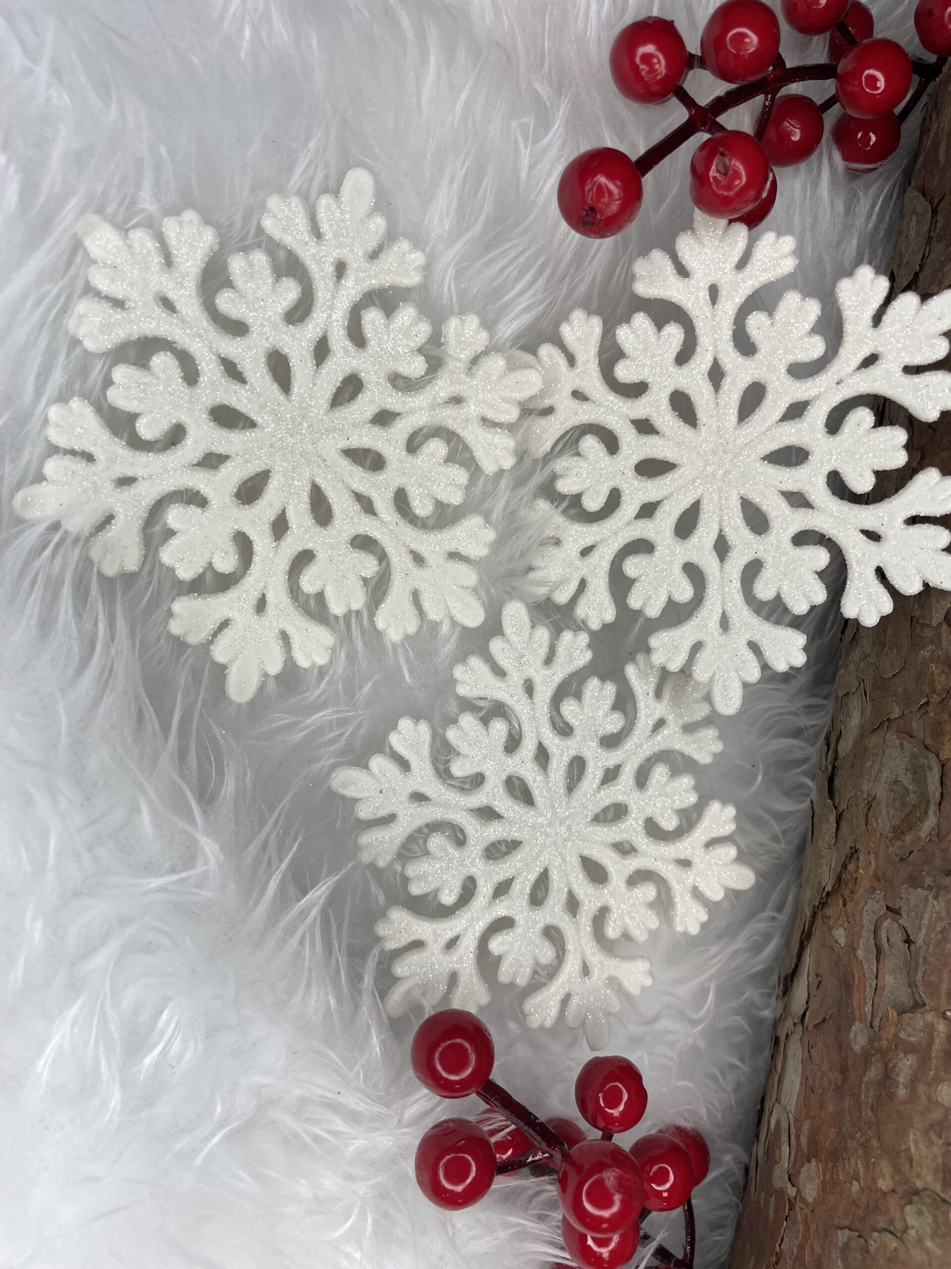 Decoratiune brad fulg de zapada, set 12 bucati, 9-10cm, alb [20]