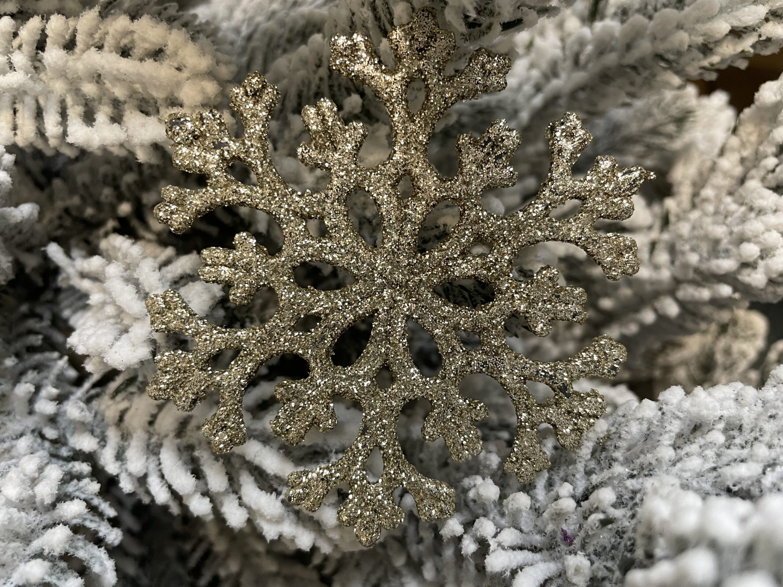 Decoratiune brad fulg de zapada, set 8 bucati, 8cm, auriu [18]