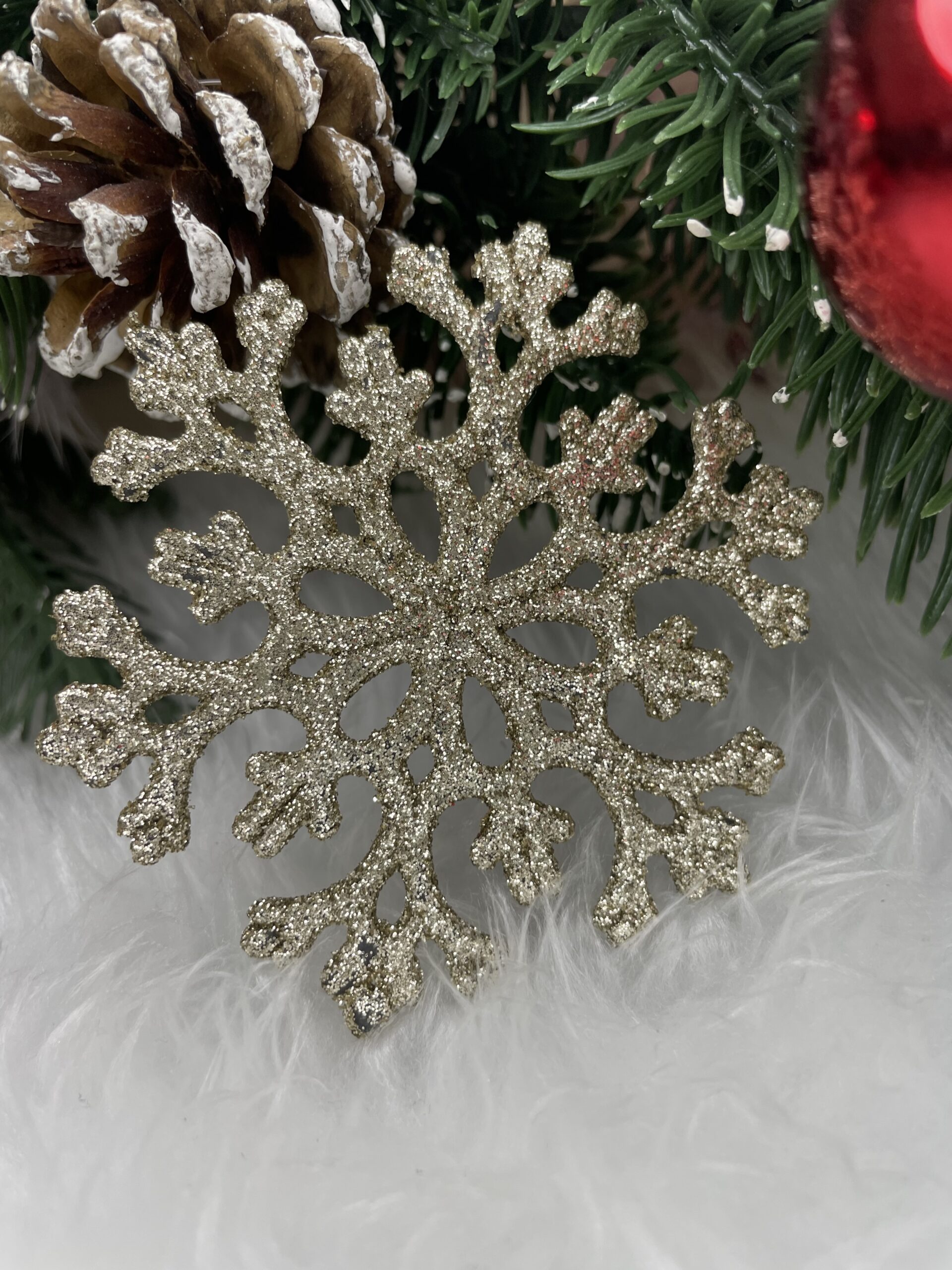 Decoratiune brad fulg de zapada, set 8 bucati, 8cm, auriu [20]