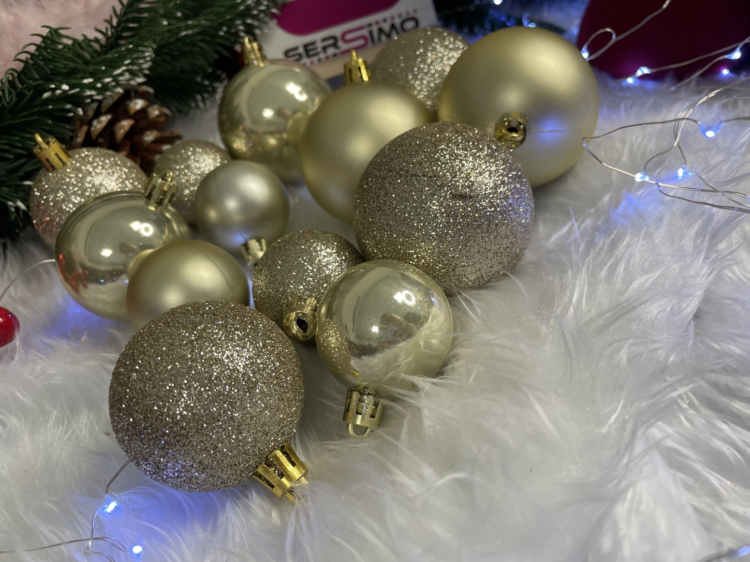 Set globuri de Craciun, 30 bucati, 3 modele, 4/5/6cm, auriu [10]