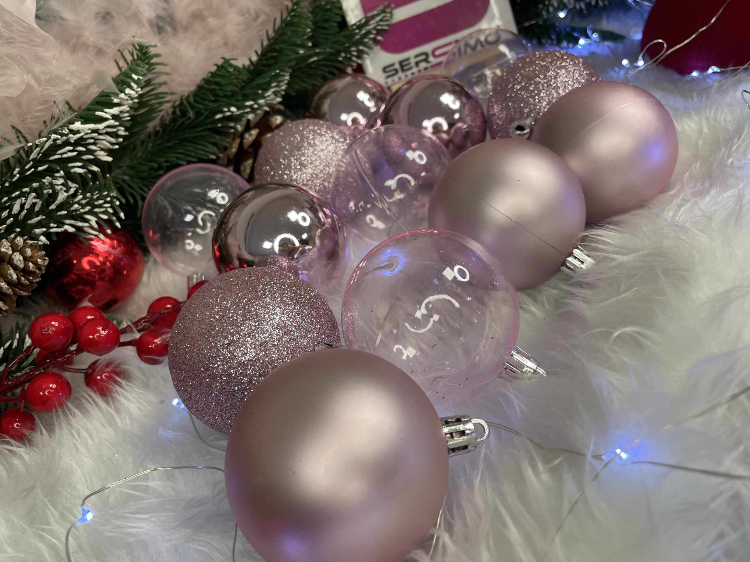 Set globuri de Craciun, 100 bucati, 6cm, roz [6]