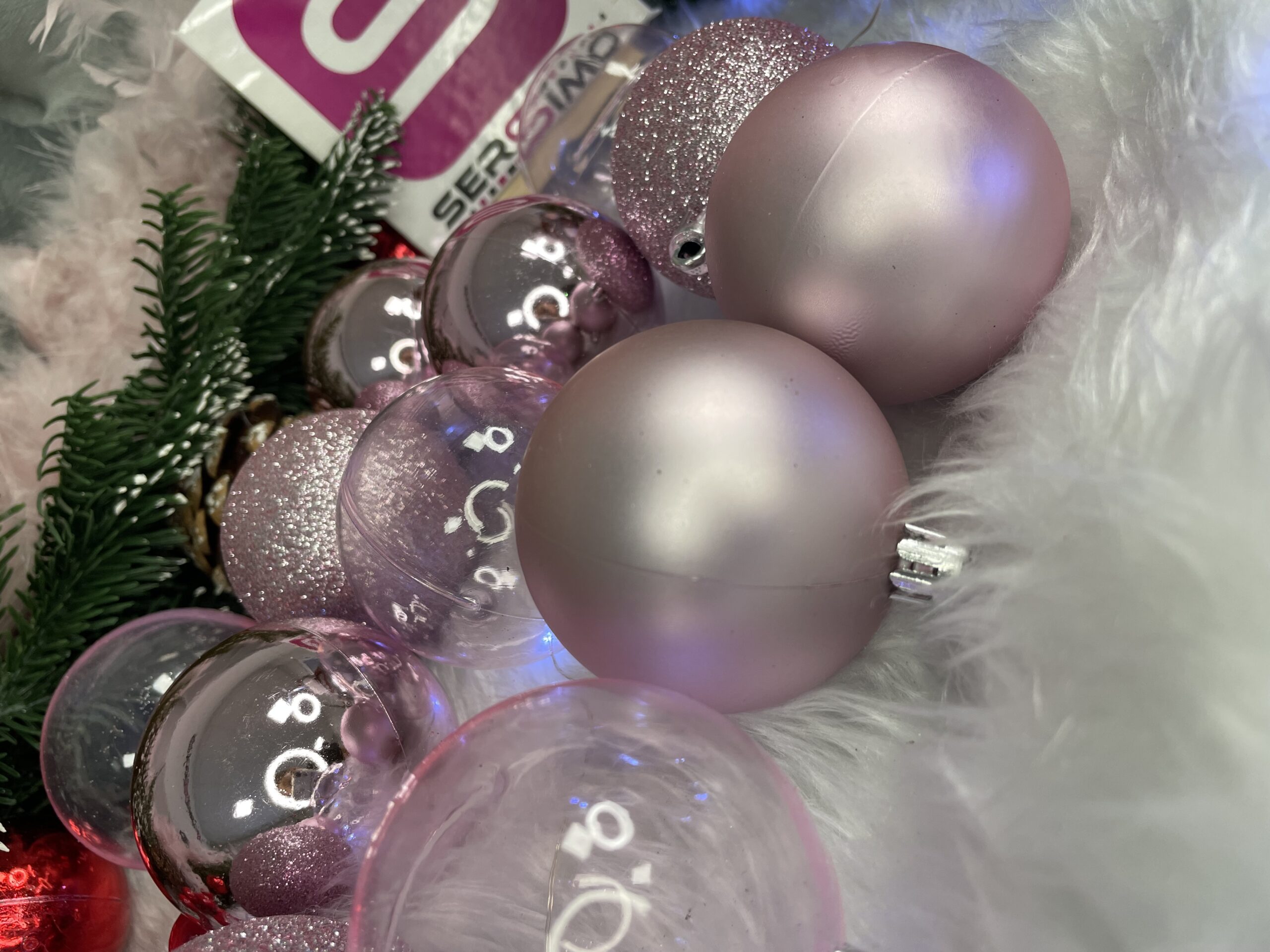 Set globuri de Craciun, 100 bucati, 6cm, roz [7]