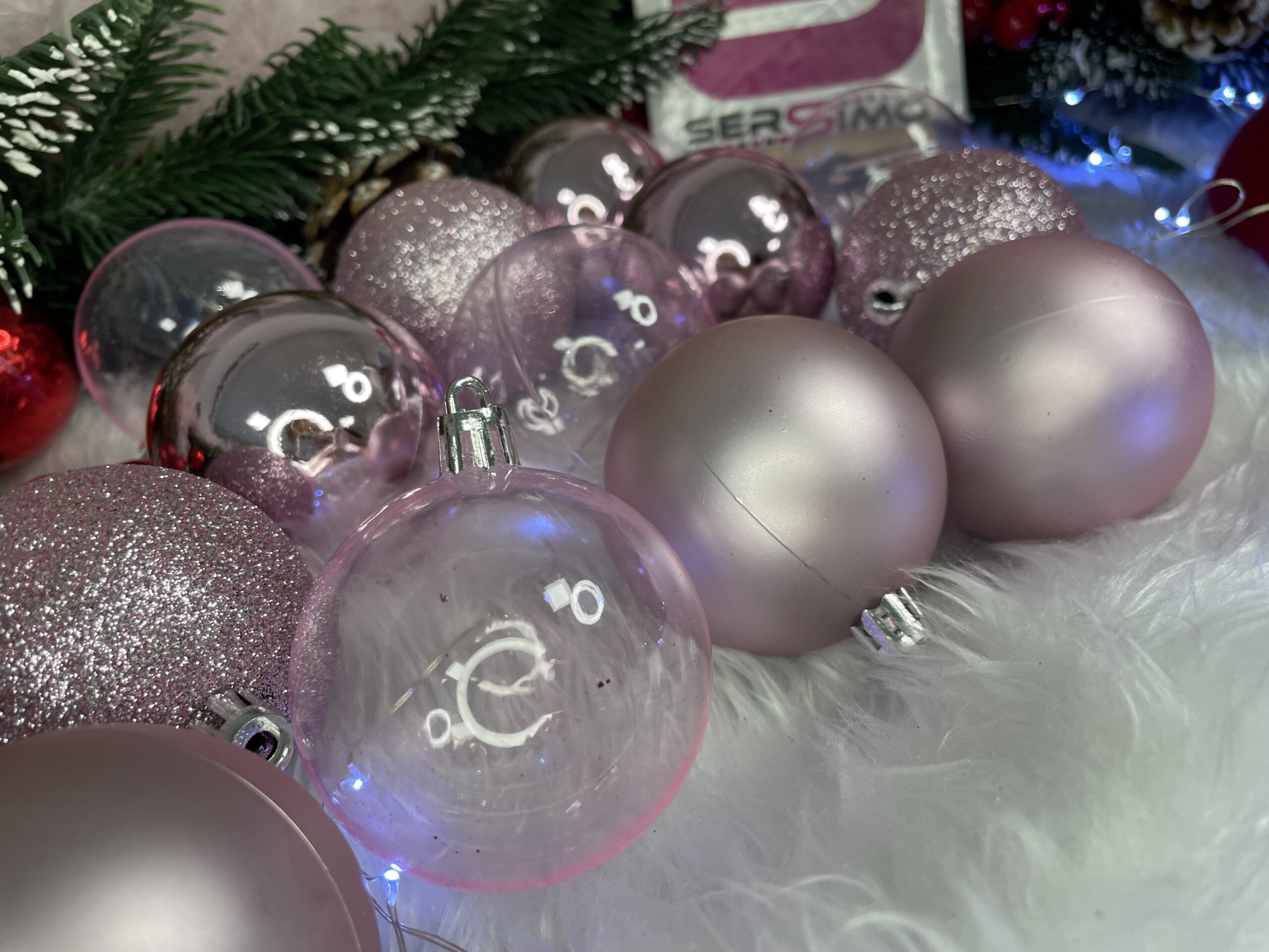 Set globuri de Craciun, 100 bucati, 6cm, roz [10]