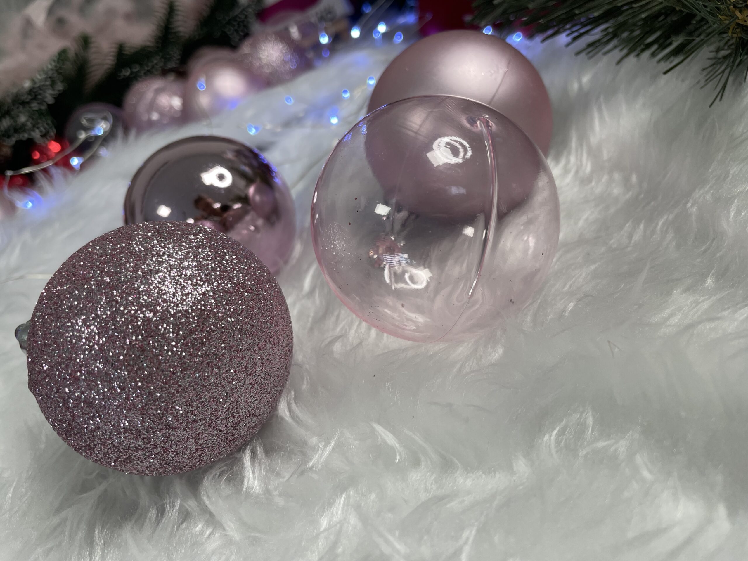 Set globuri de Craciun, 100 bucati, 6cm, roz [14]