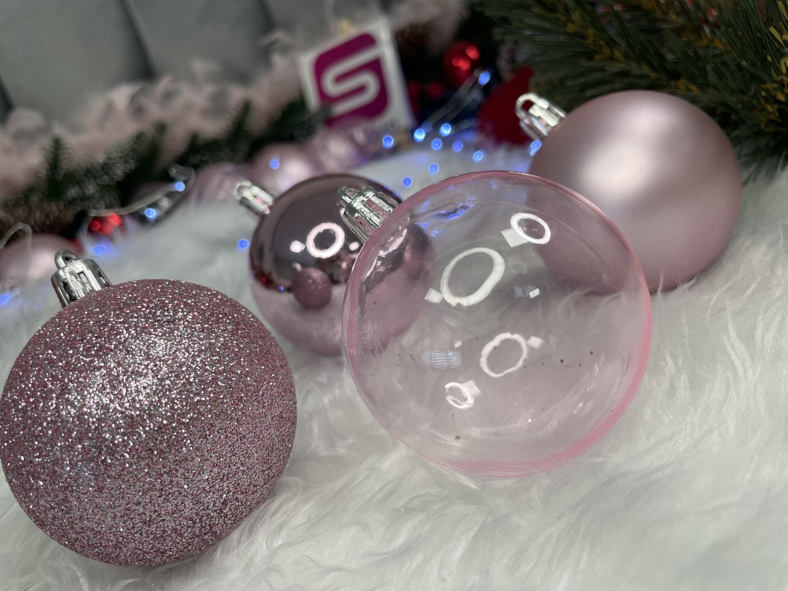 Set globuri de Craciun, 100 bucati, 6cm, roz [16]