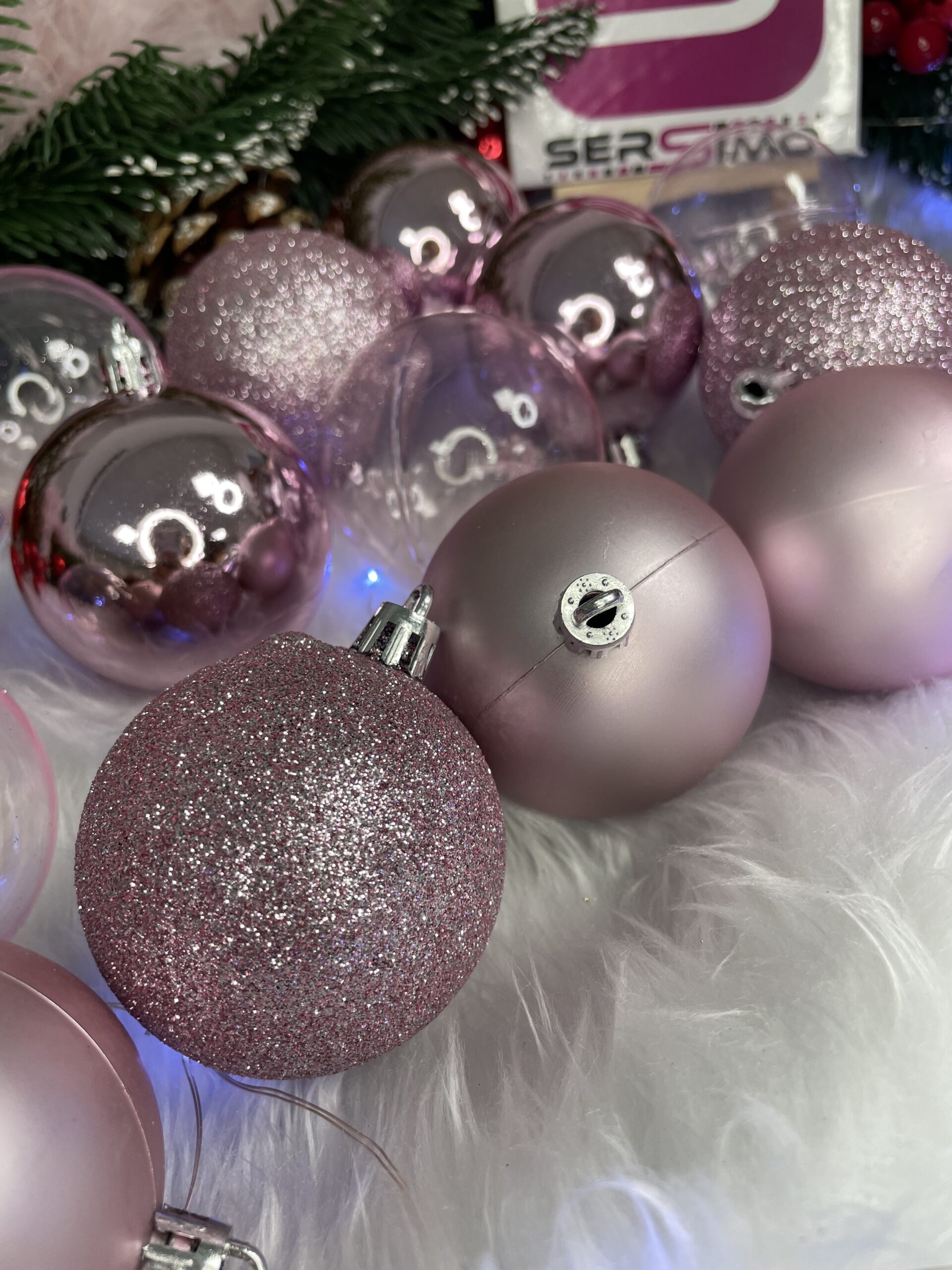 Set globuri de Craciun, 100 bucati, 6cm, roz [18]