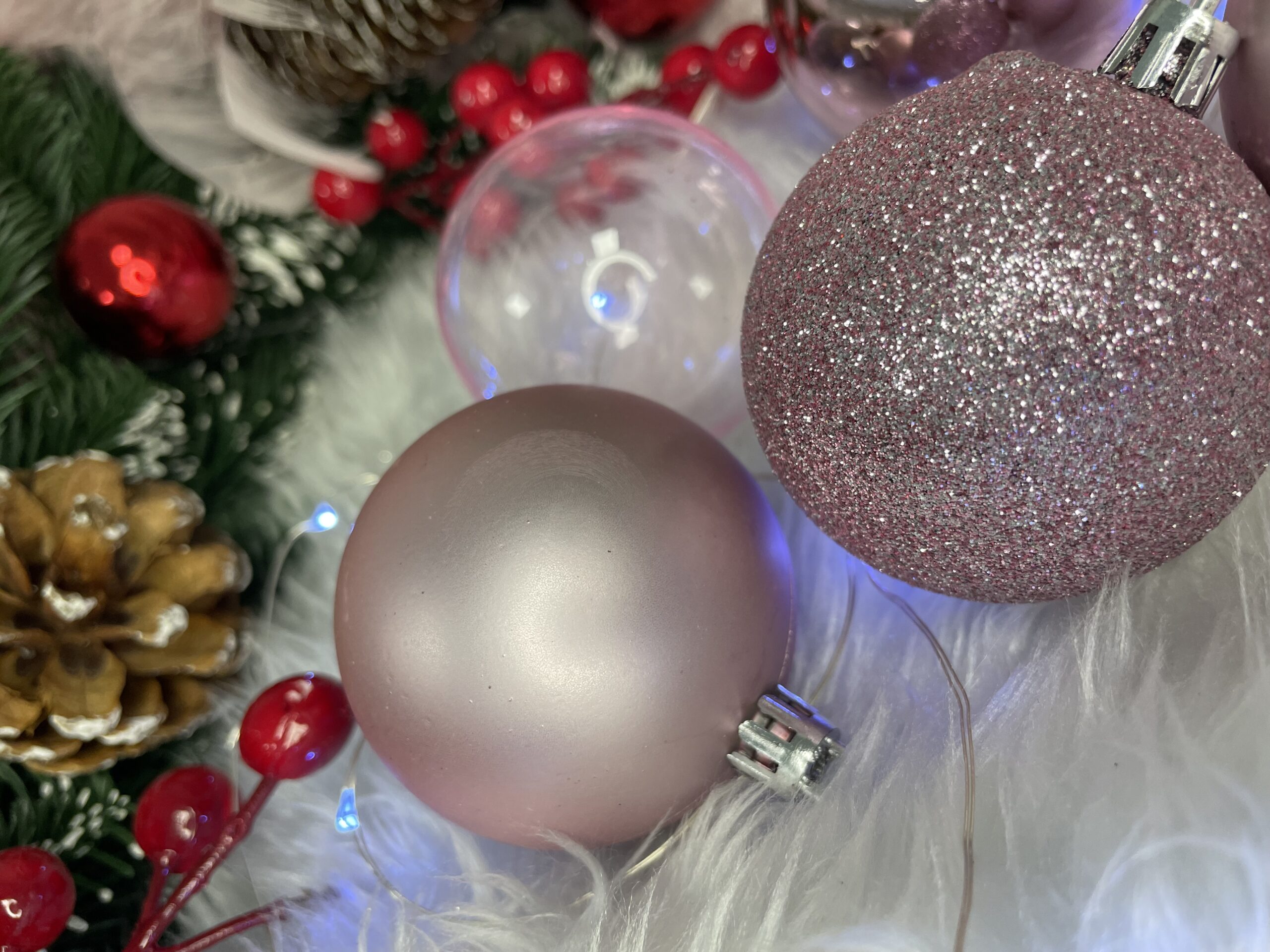 Set globuri de Craciun, 100 bucati, 6cm, roz [20]