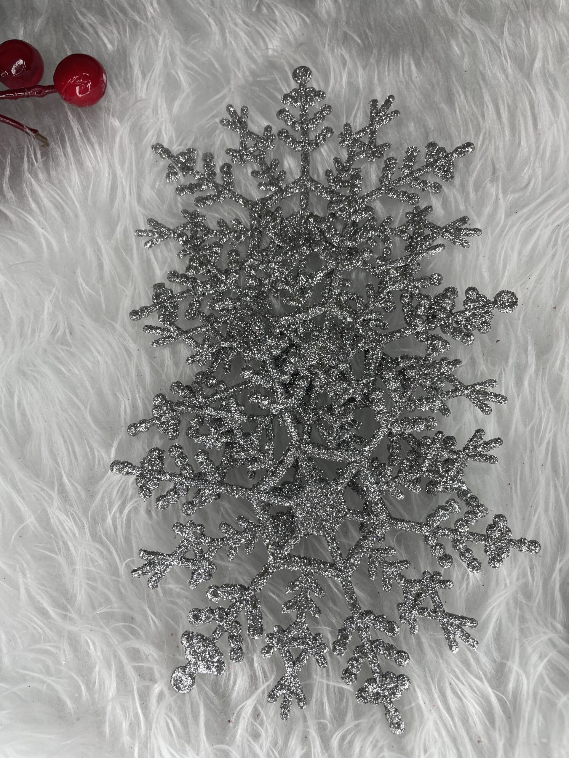 Decoratiune brad fulg de zapada, set 3 bucati, 12cm, argintiu [11]