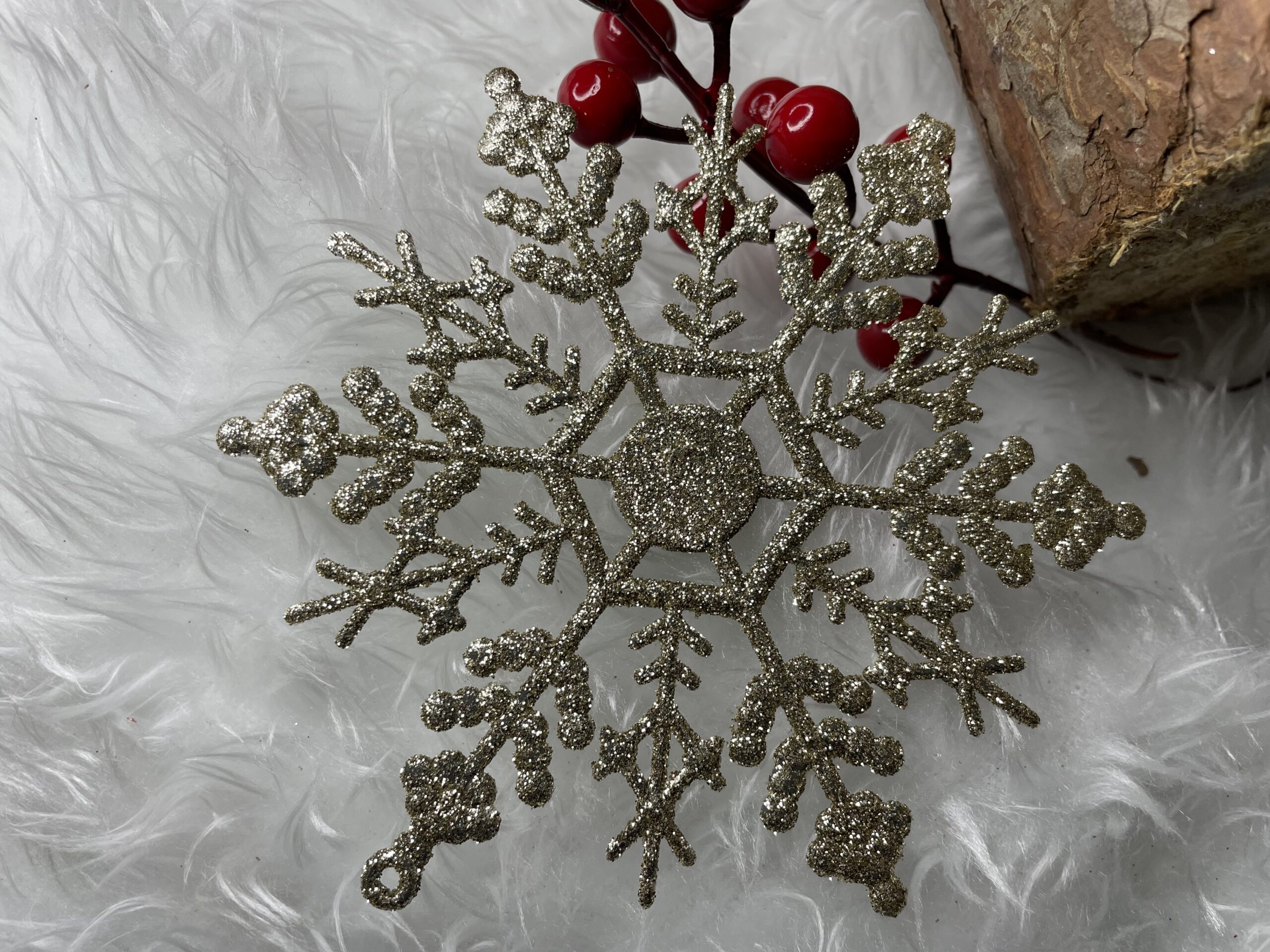 Decoratiune brad fulg de zapada, set 3 bucati, 12cm, auriu [16]