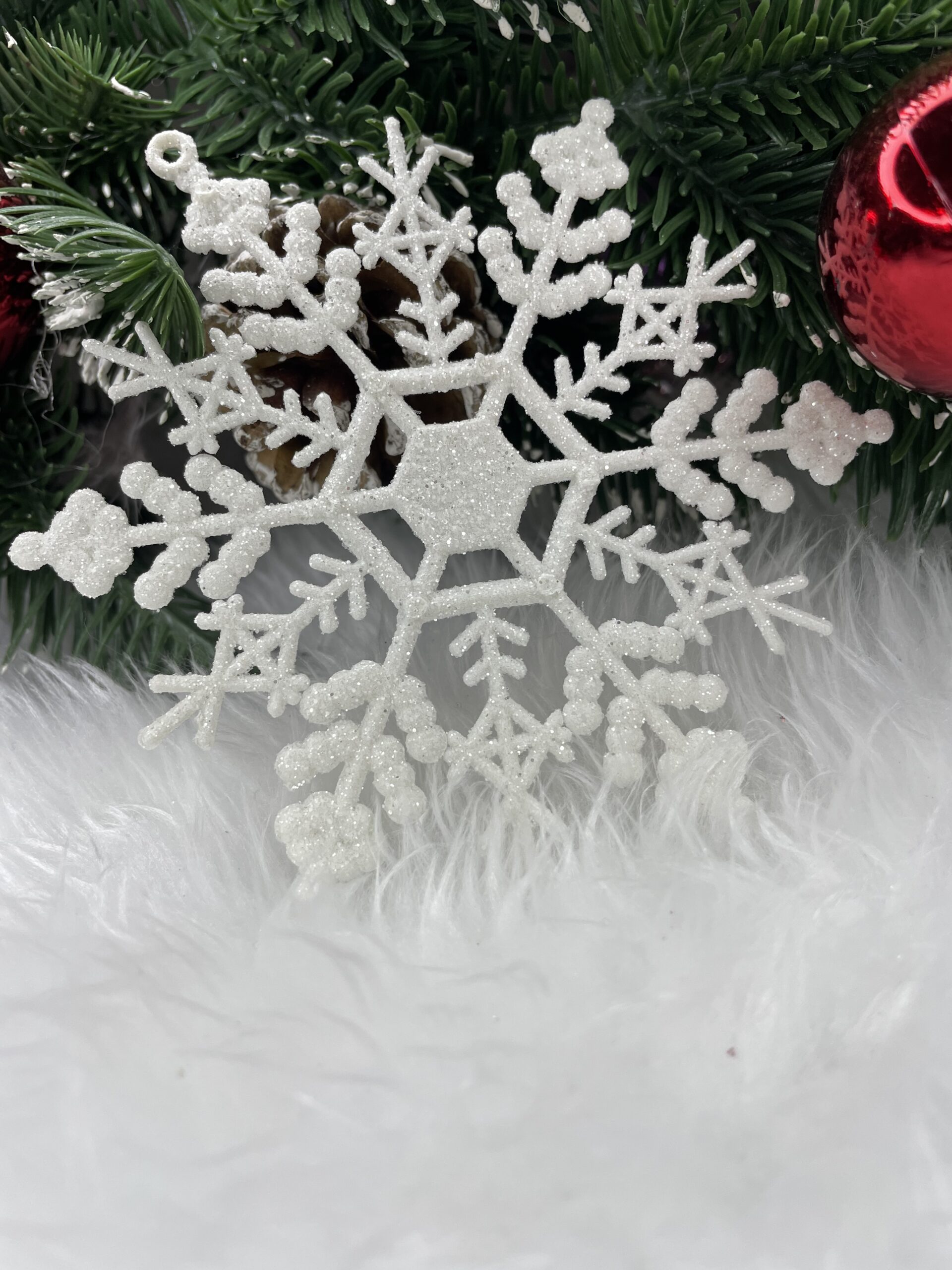 Decoratiune brad fulg de zapada, set 3 bucati, 12cm, alb [10]