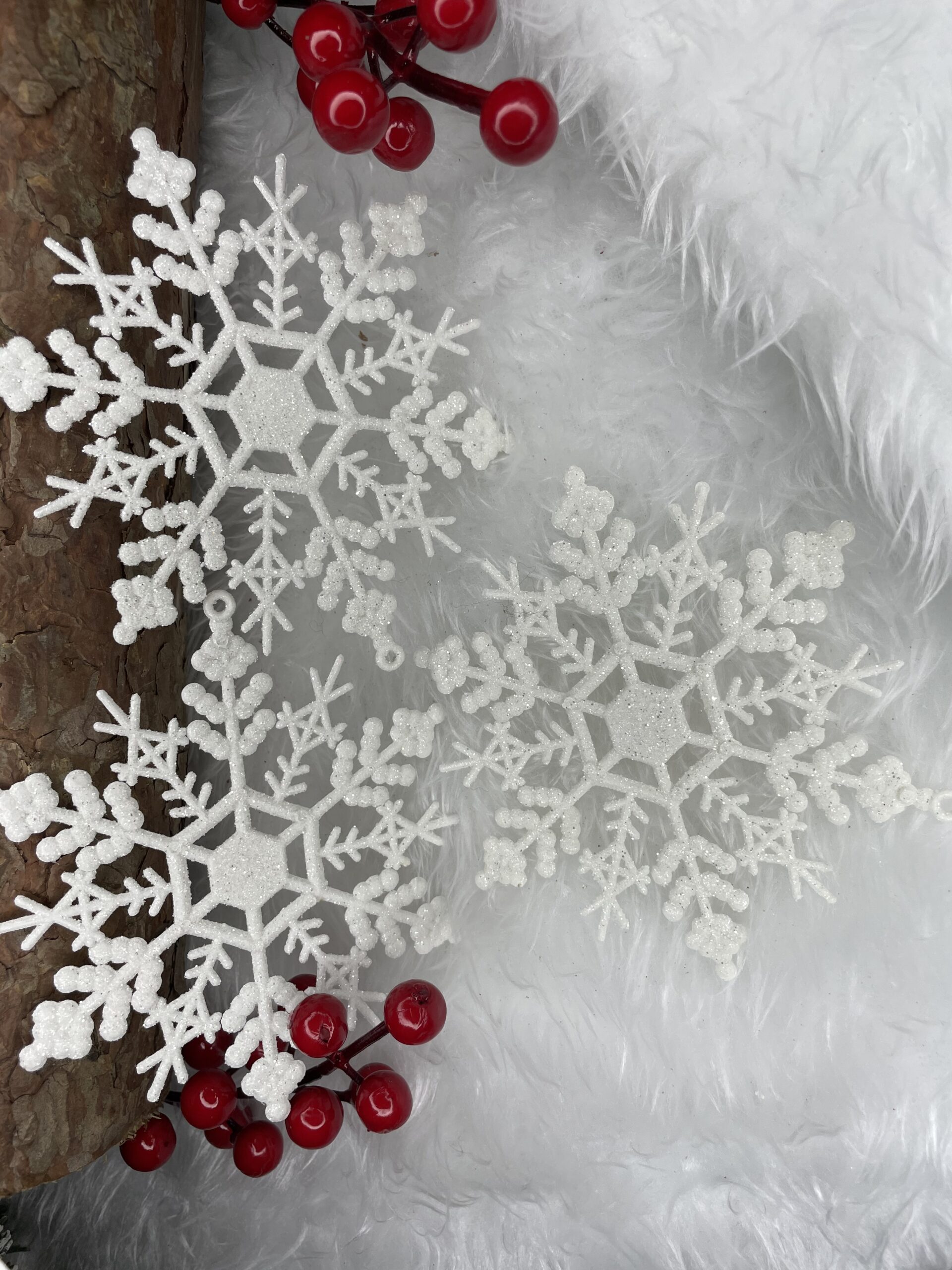 Decoratiune brad fulg de zapada, set 3 bucati, 12cm, alb [11]