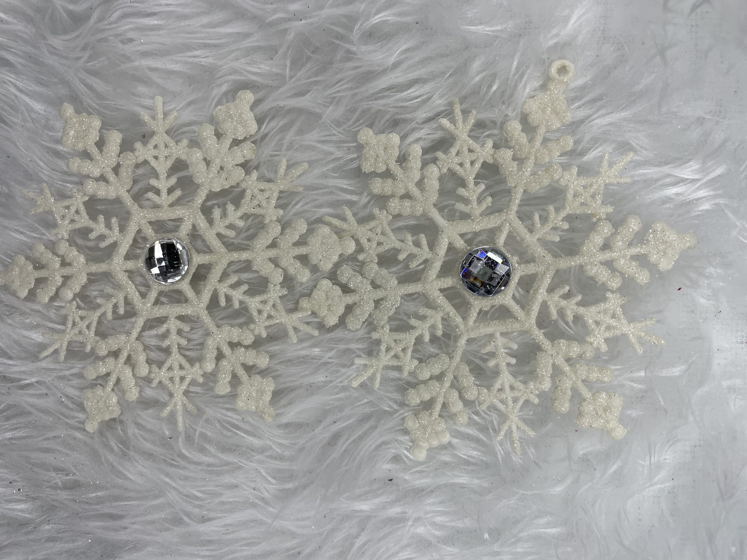 Decoratiune brad fulg de zapada cu cristal, set 2 bucati, 12cm, alb [9]