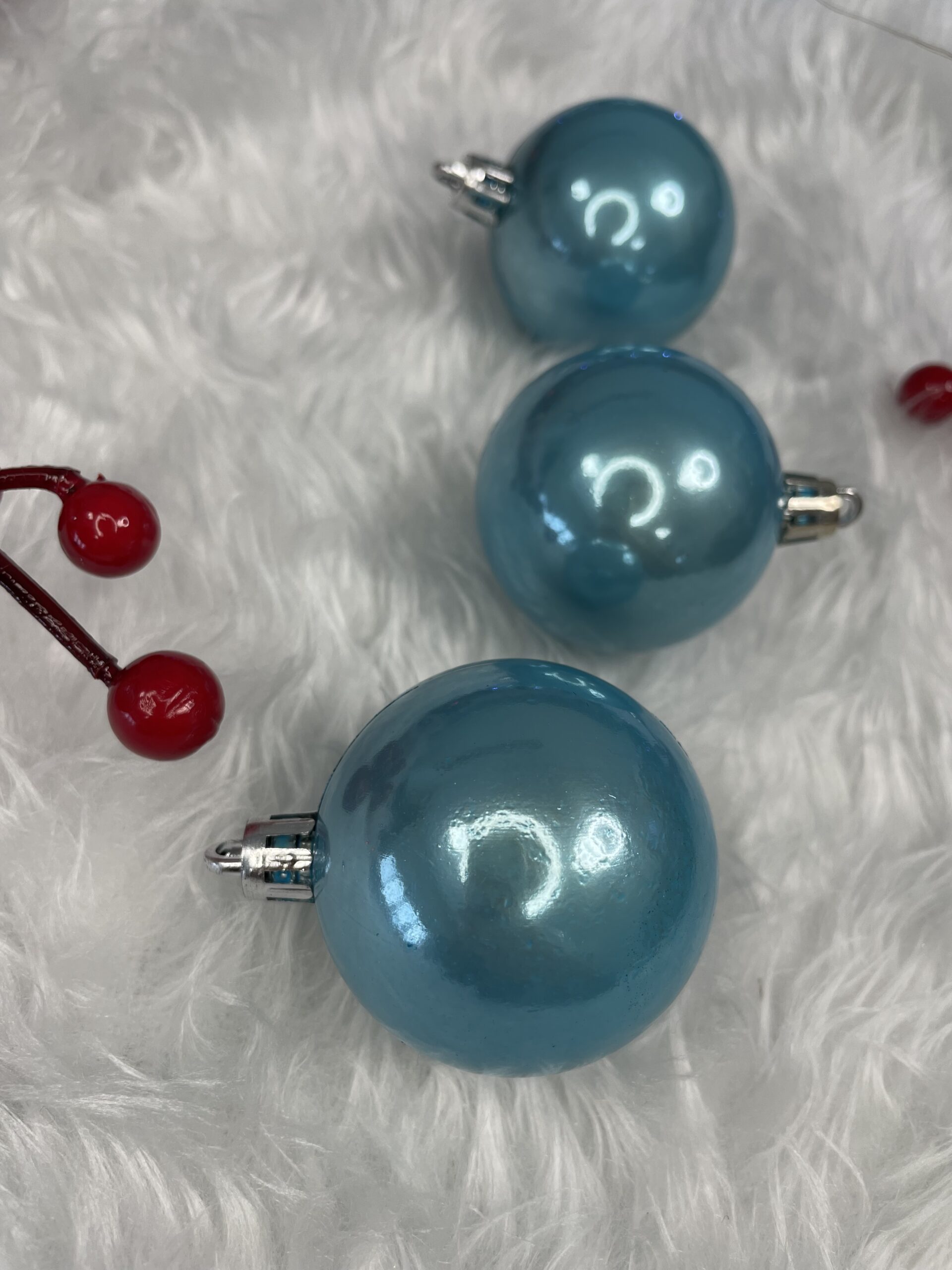 Set globuri de Craciun, 37 bucati, 3-8cm, albastru perla [12]