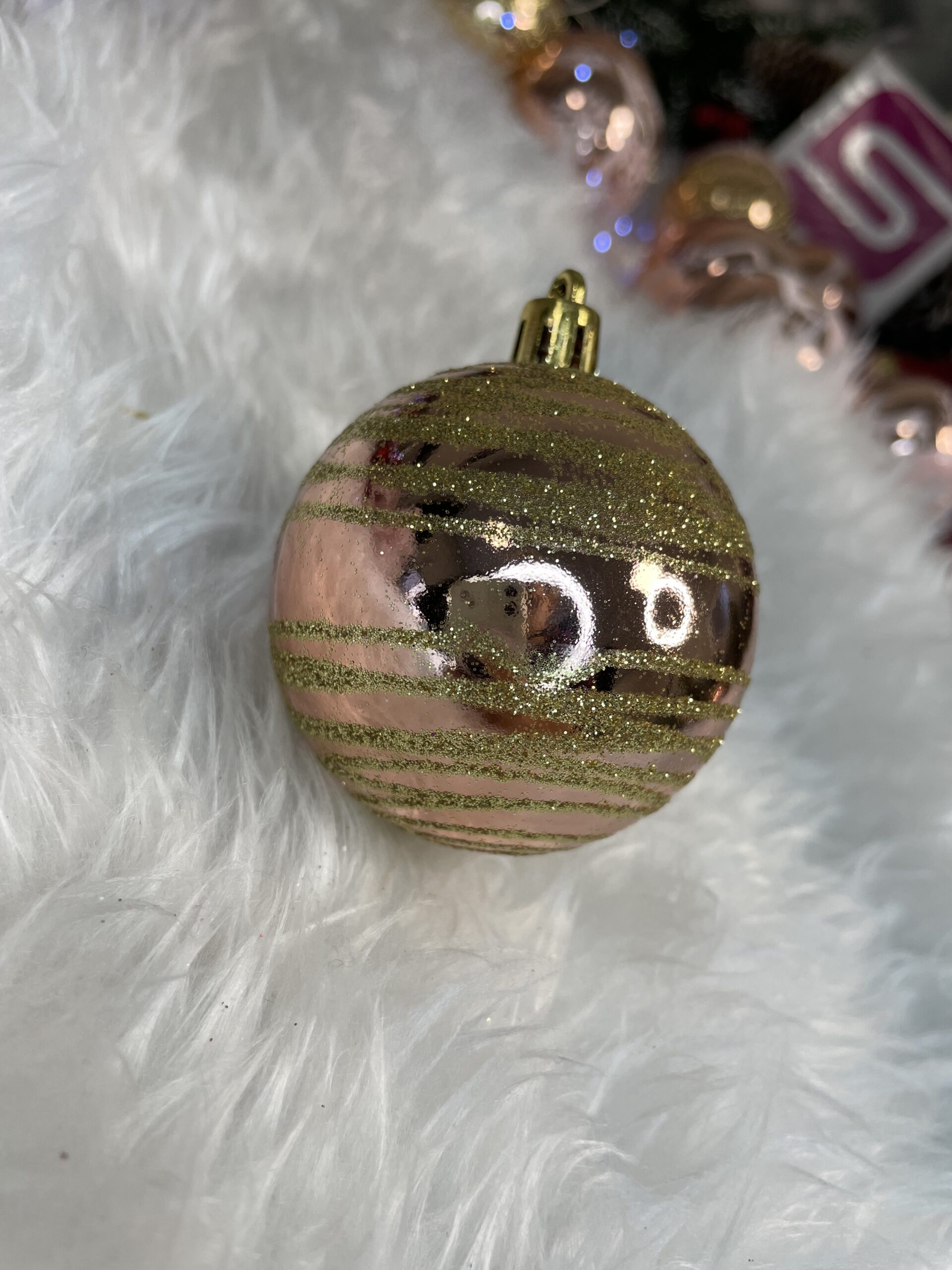 Set globuri de Craciun cu modele de sarbatori, 24 bucati, 6cm, rose [21]