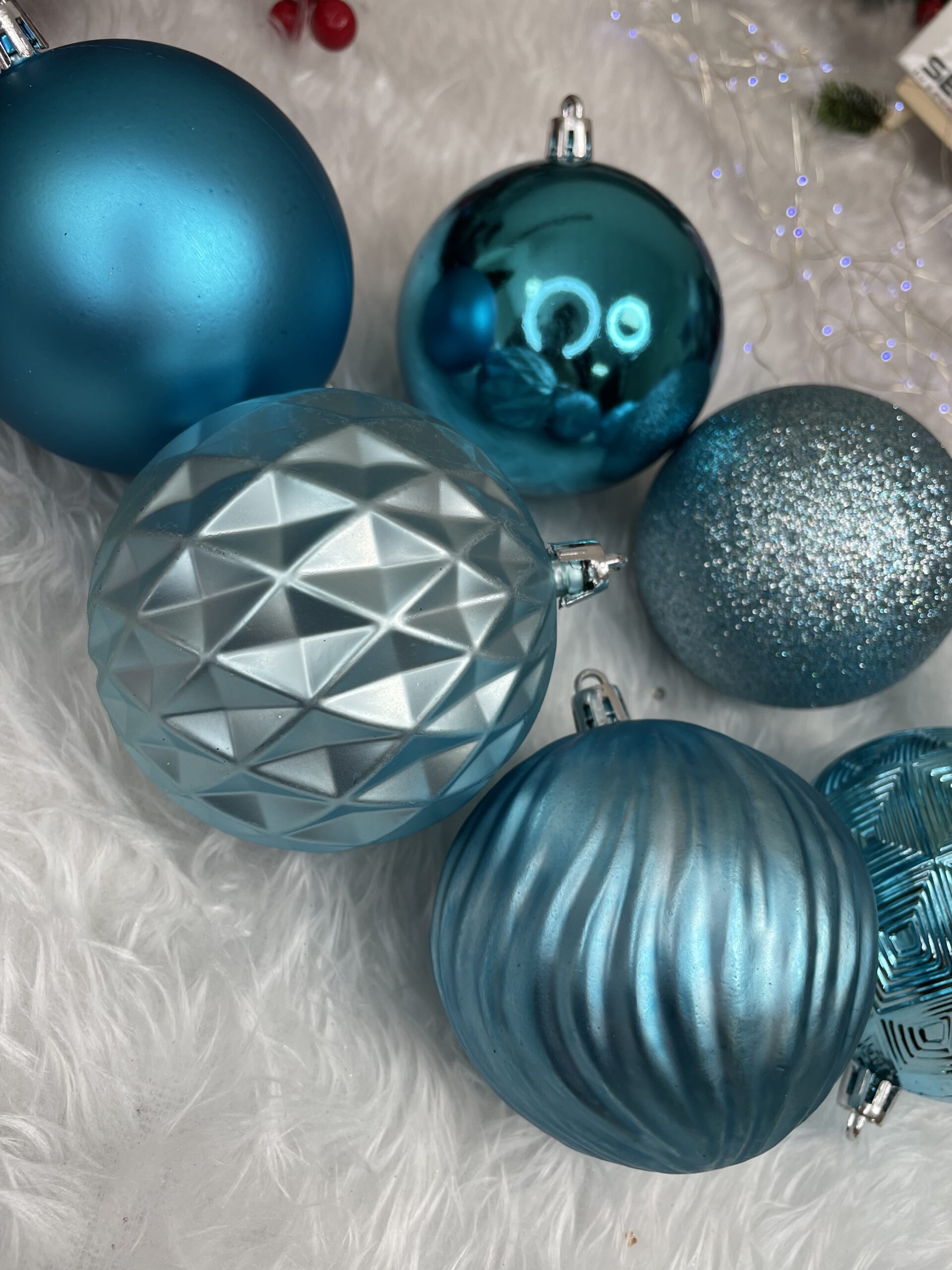 Set globuri de Craciun, 30 bucati, 6 modele, 8cm, albastru [12]