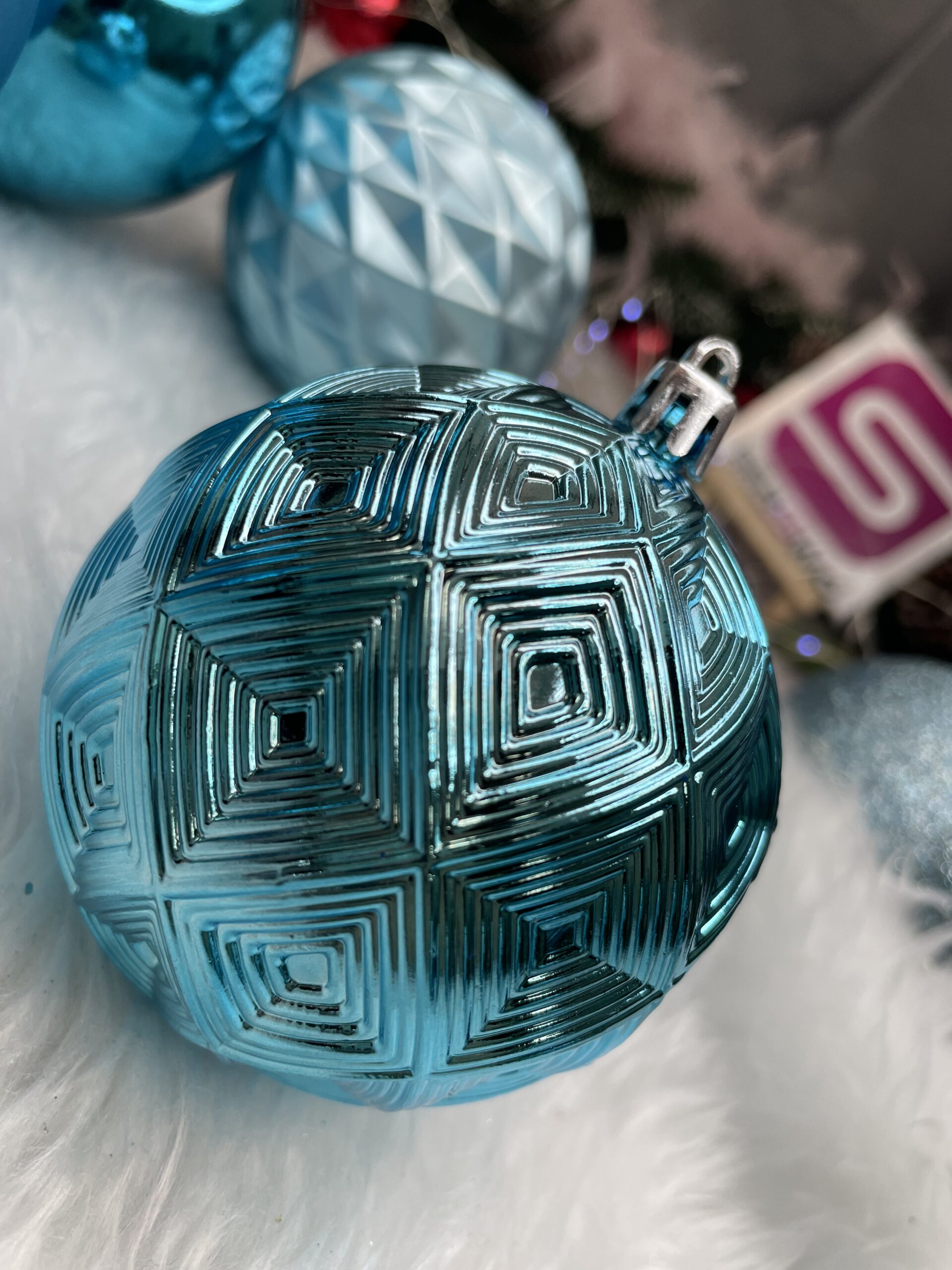 Set globuri de Craciun, 30 bucati, 6 modele, 8cm, albastru [13]