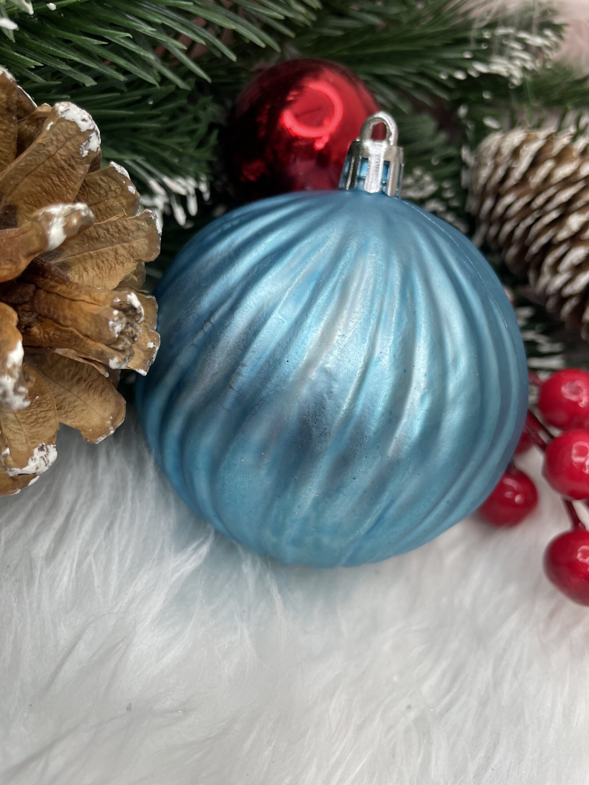 Set globuri de Craciun, 30 bucati, 6 modele, 8cm, albastru [24]