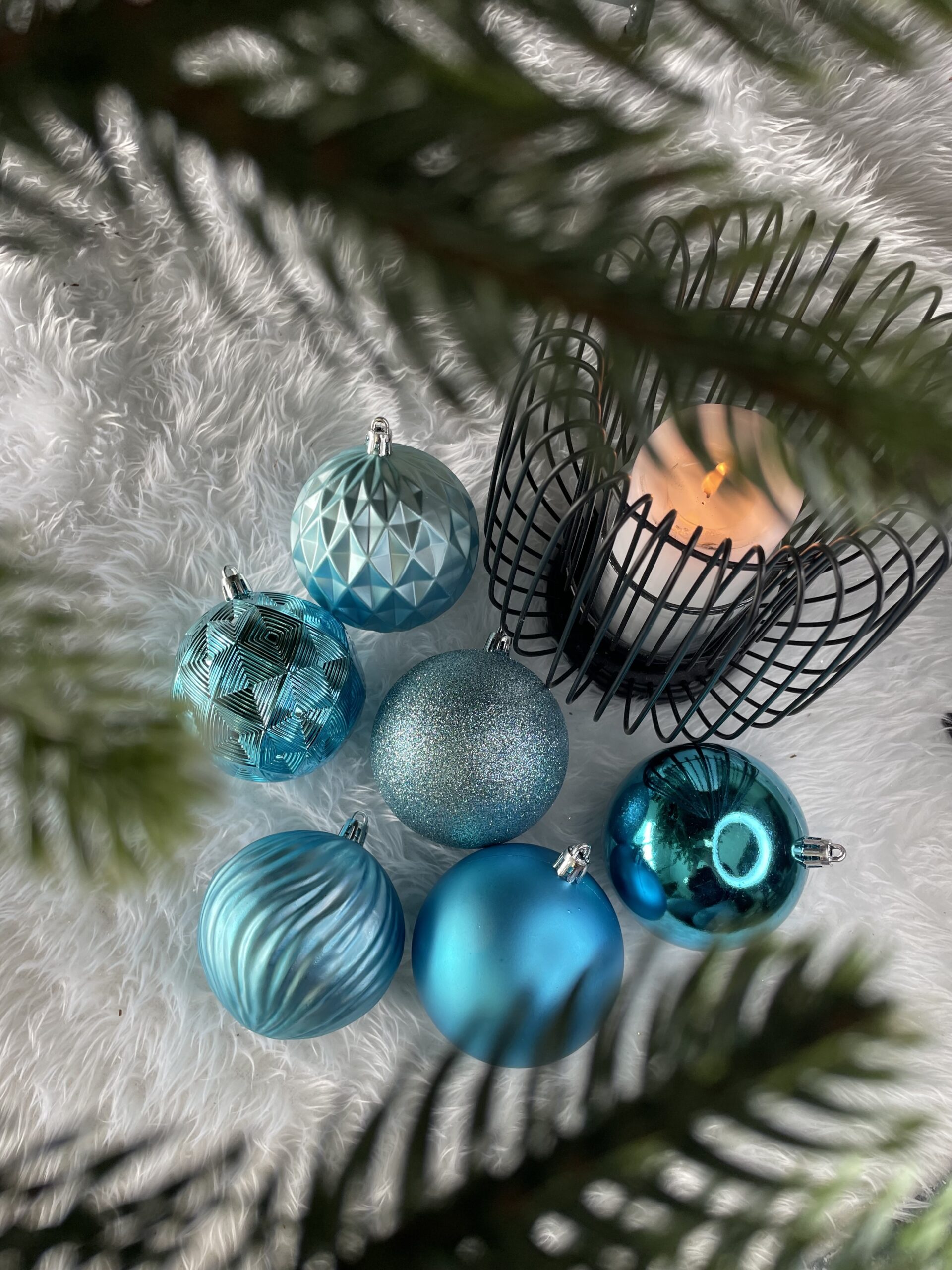 Set globuri de Craciun, 30 bucati, 6 modele, 8cm, albastru [28]