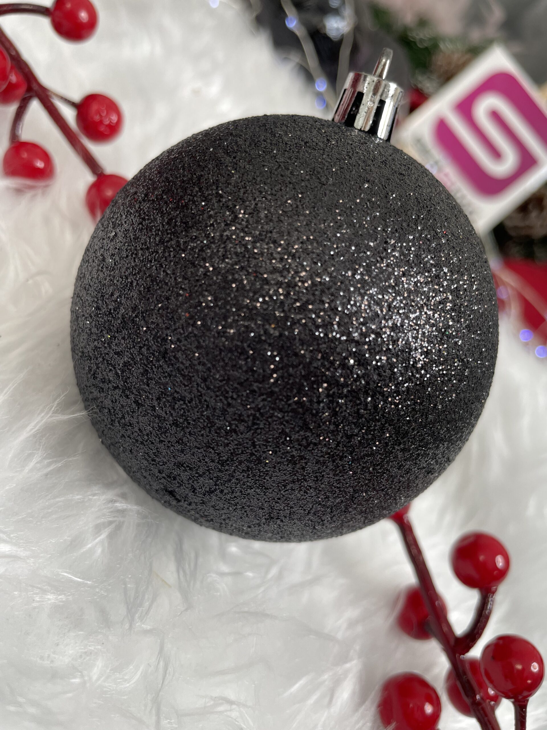 Set globuri de Craciun, 30 bucati, 8cm, 6 modele, negru [21]