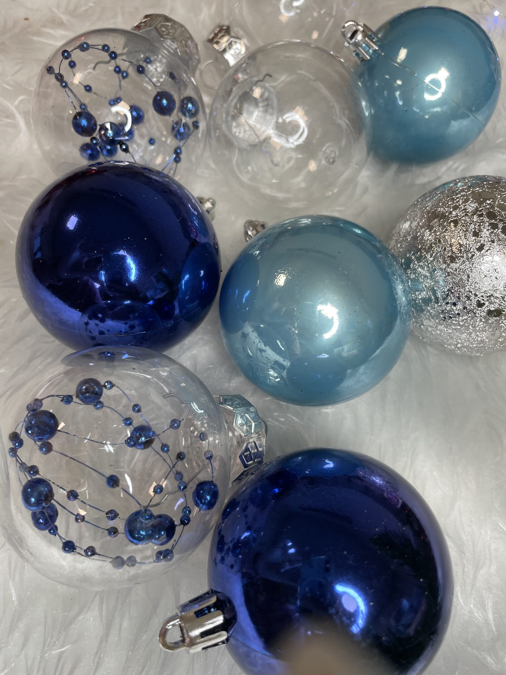 Set globuri de Craciun Inedit, 30 bucati, 6cm, transparente si albastru [11]