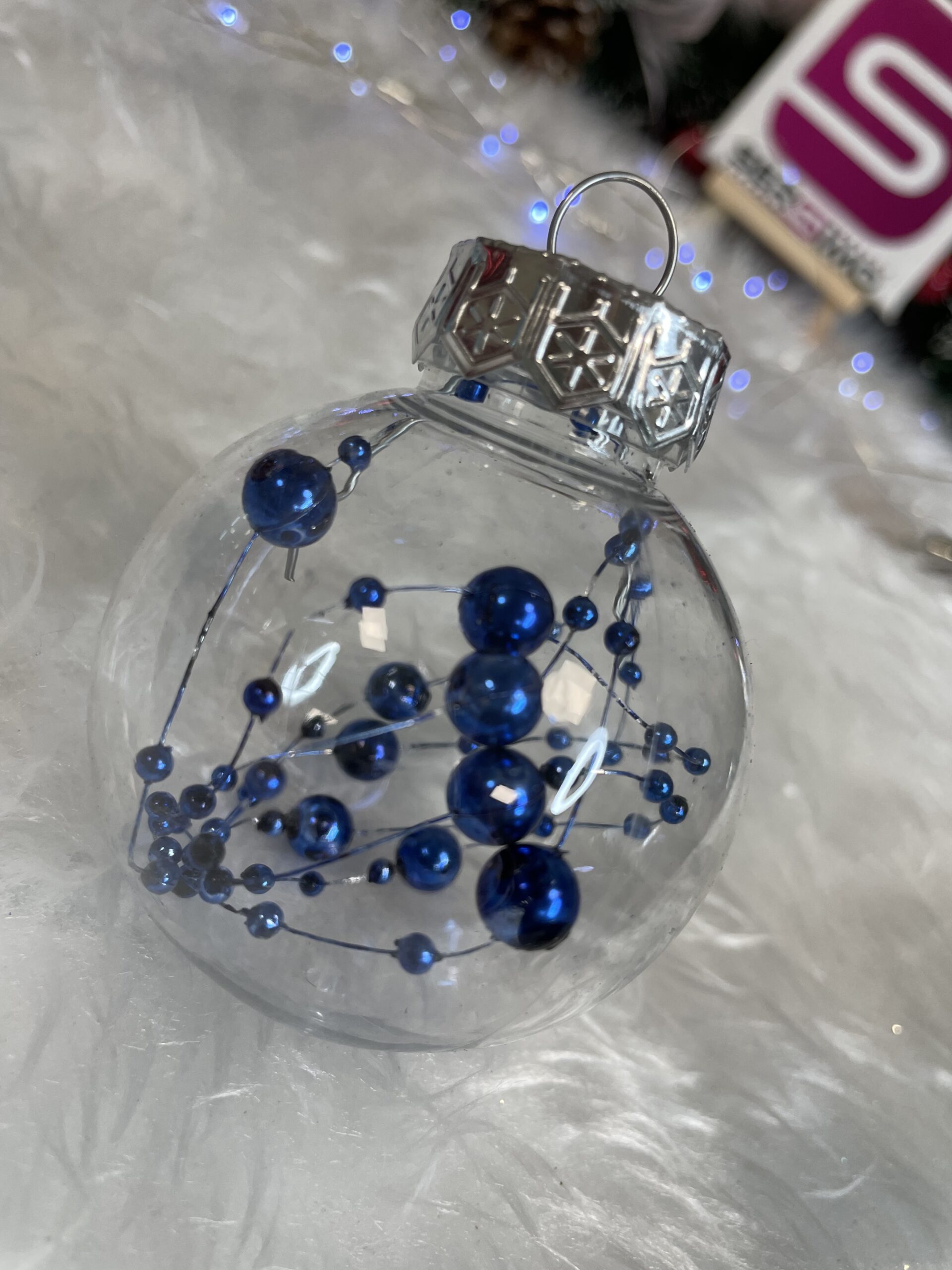 Set globuri de Craciun Inedit, 30 bucati, 6cm, transparente si albastru [16]