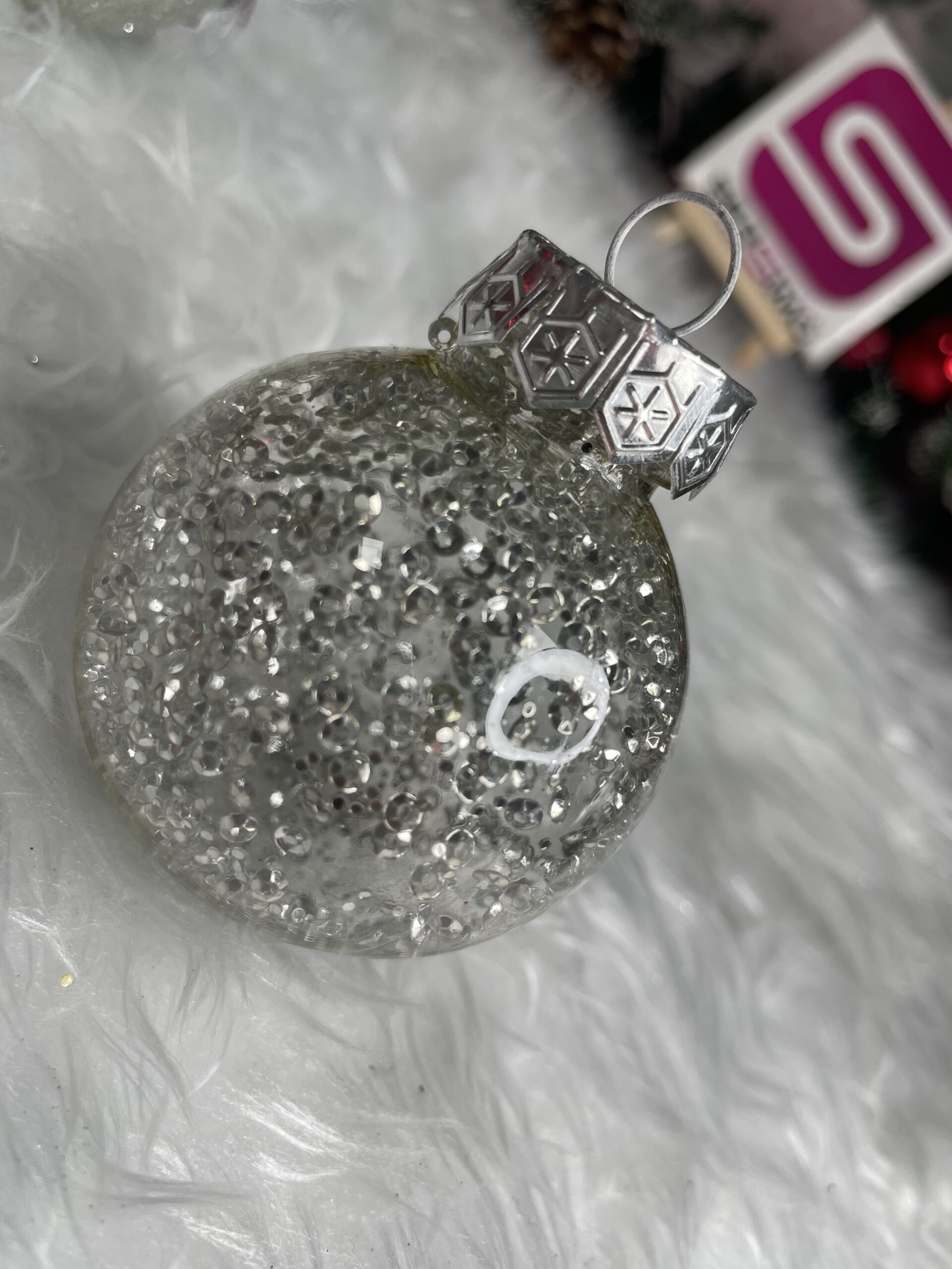 Set globuri de Craciun Inedit, 30 bucati, 6cm, transparente si argintiu [17]