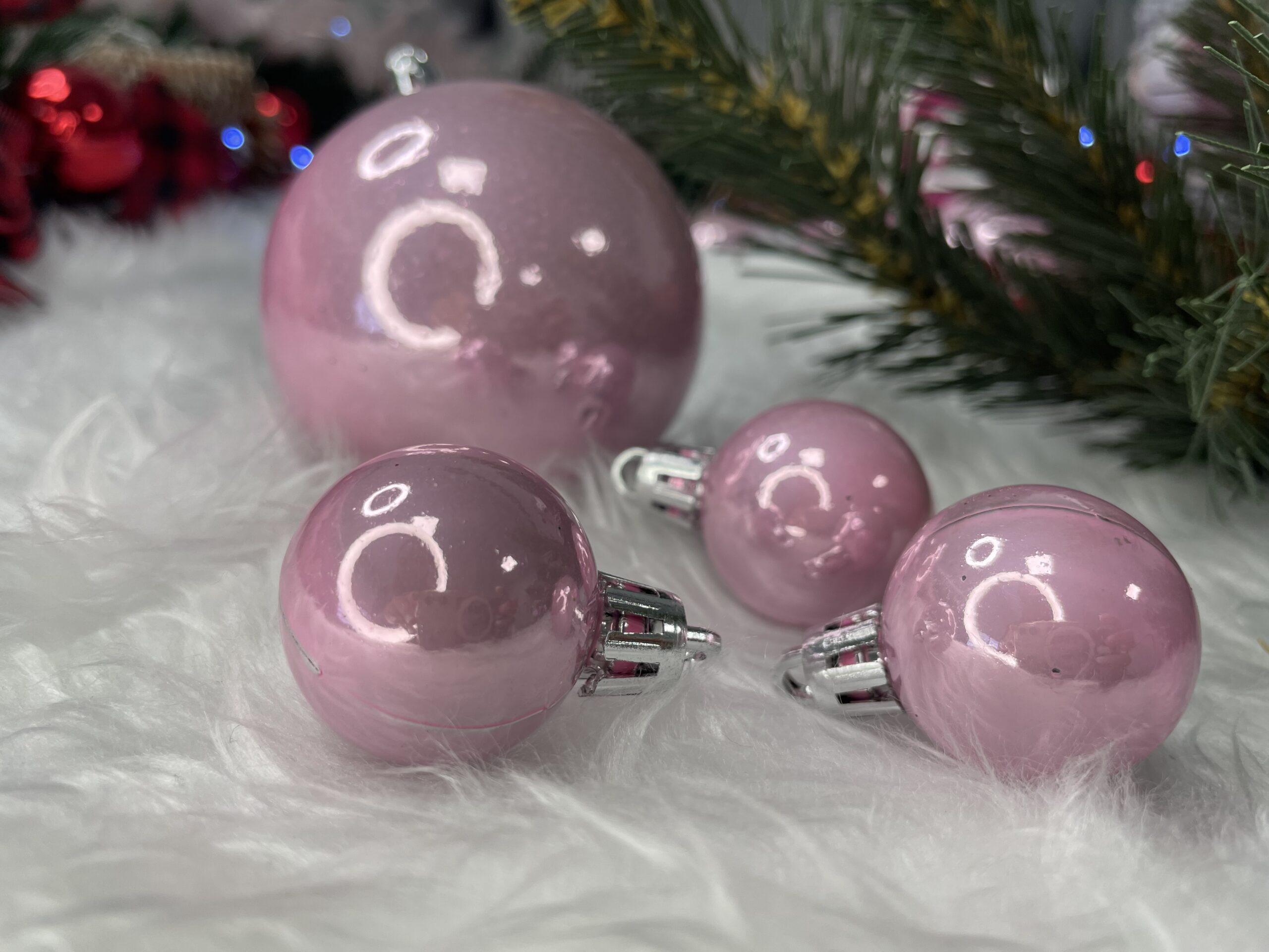 Set globuri de Craciun, 37 bucati, 3-8cm, roz [13]
