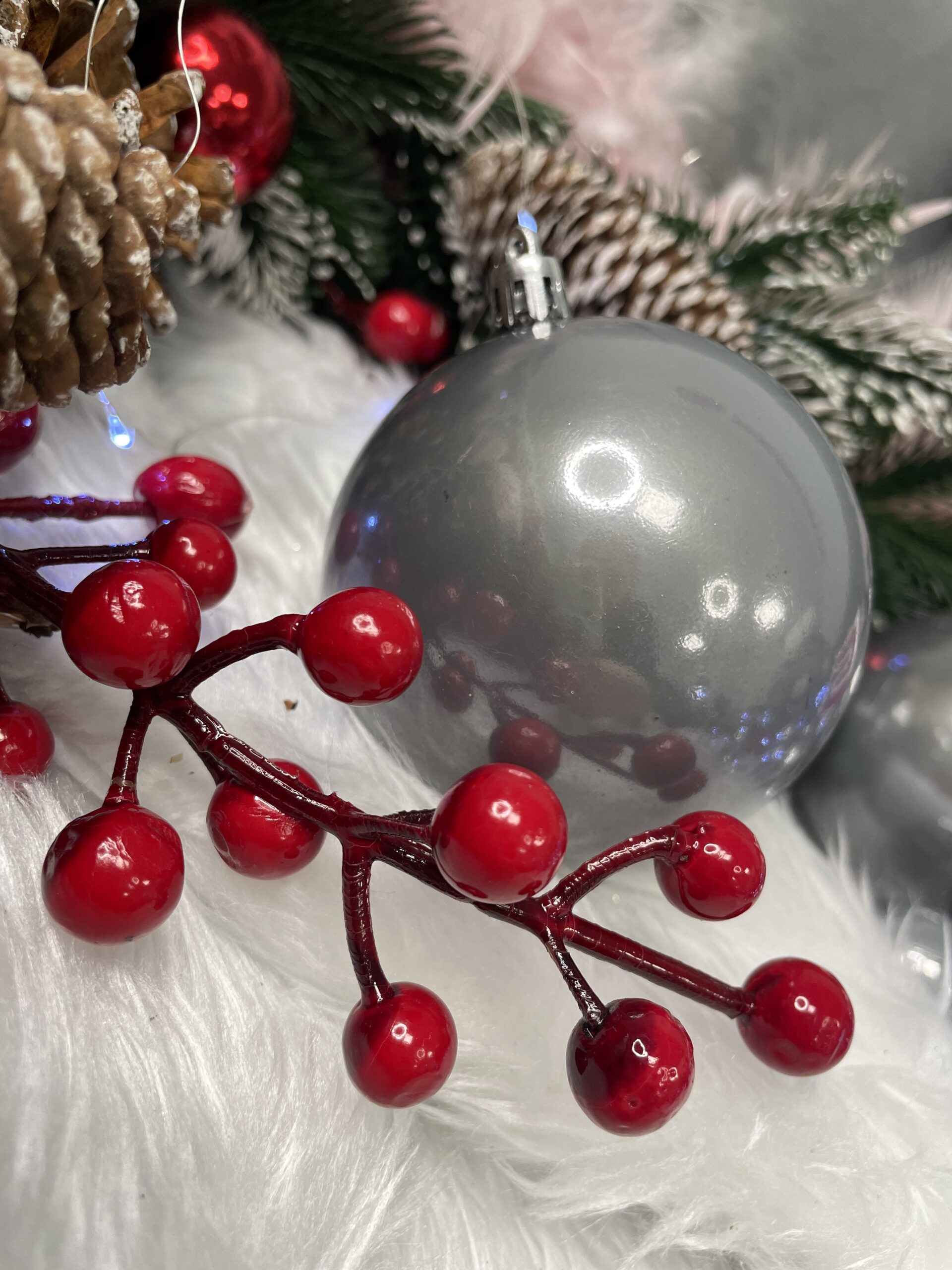 Set globuri de Craciun, 37 bucati, 3-8cm, argintiu [7]