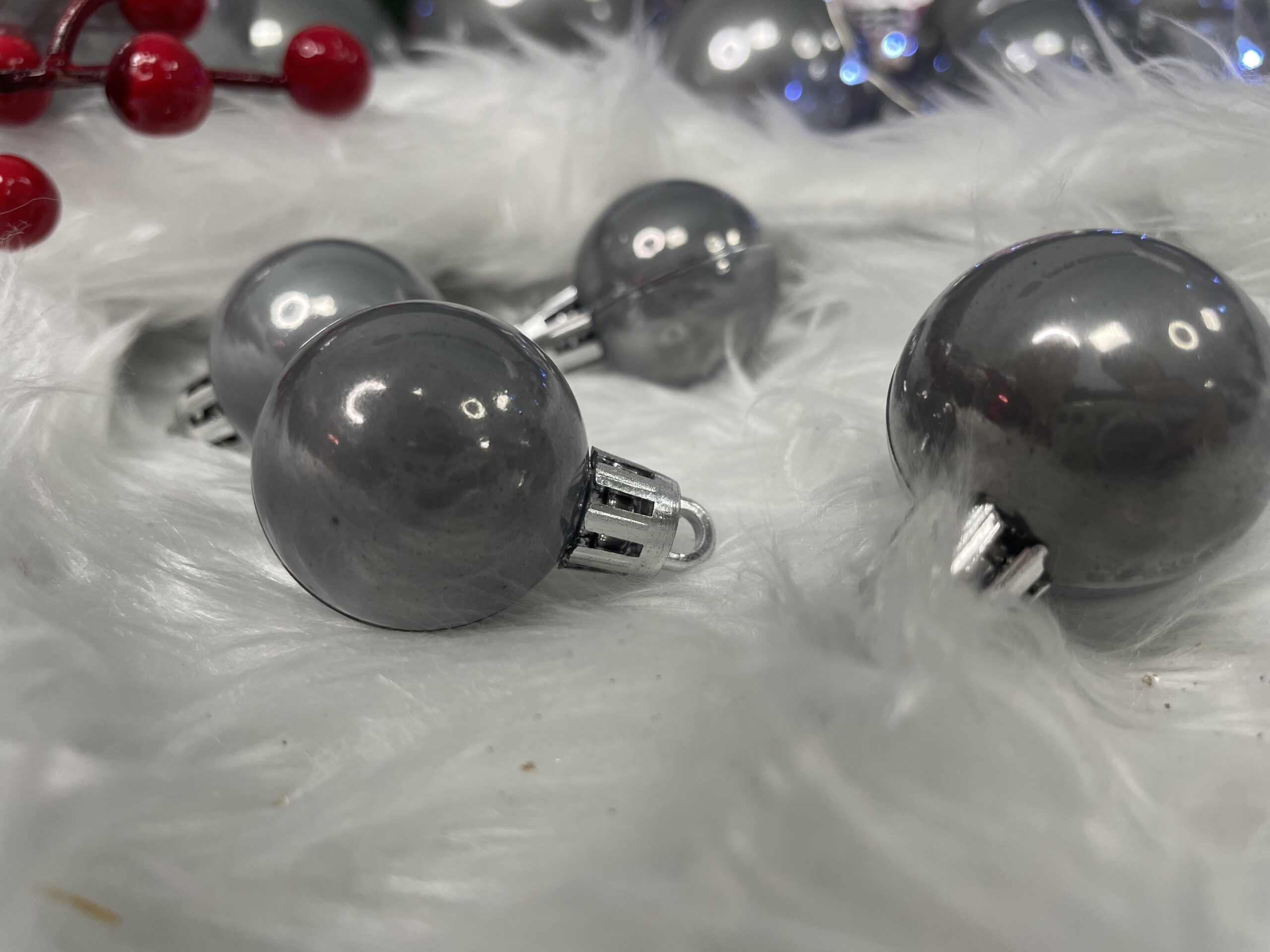 Set globuri de Craciun, 37 bucati, 3-8cm, argintiu [8]