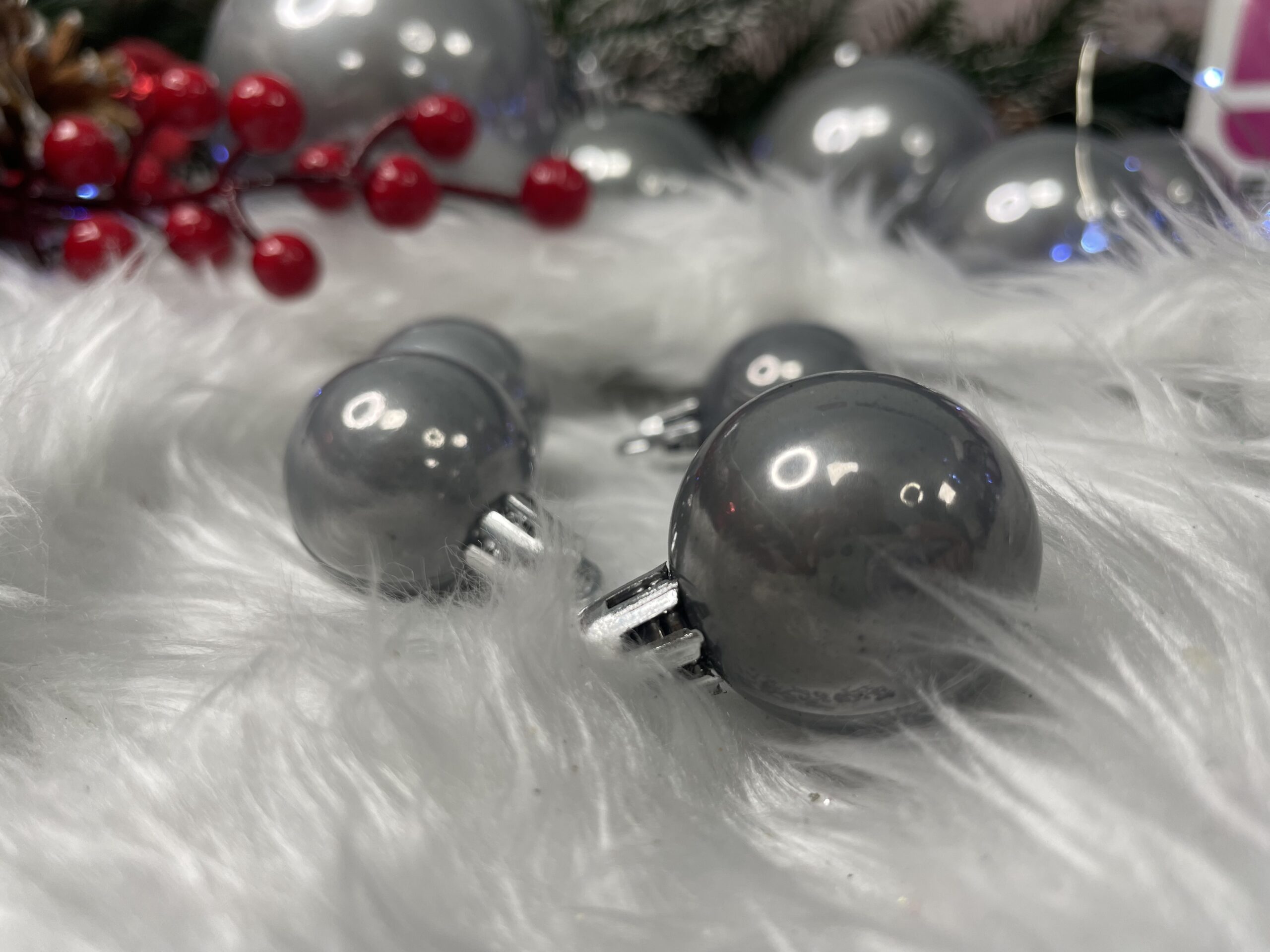 Set globuri de Craciun, 37 bucati, 3-8cm, argintiu [9]