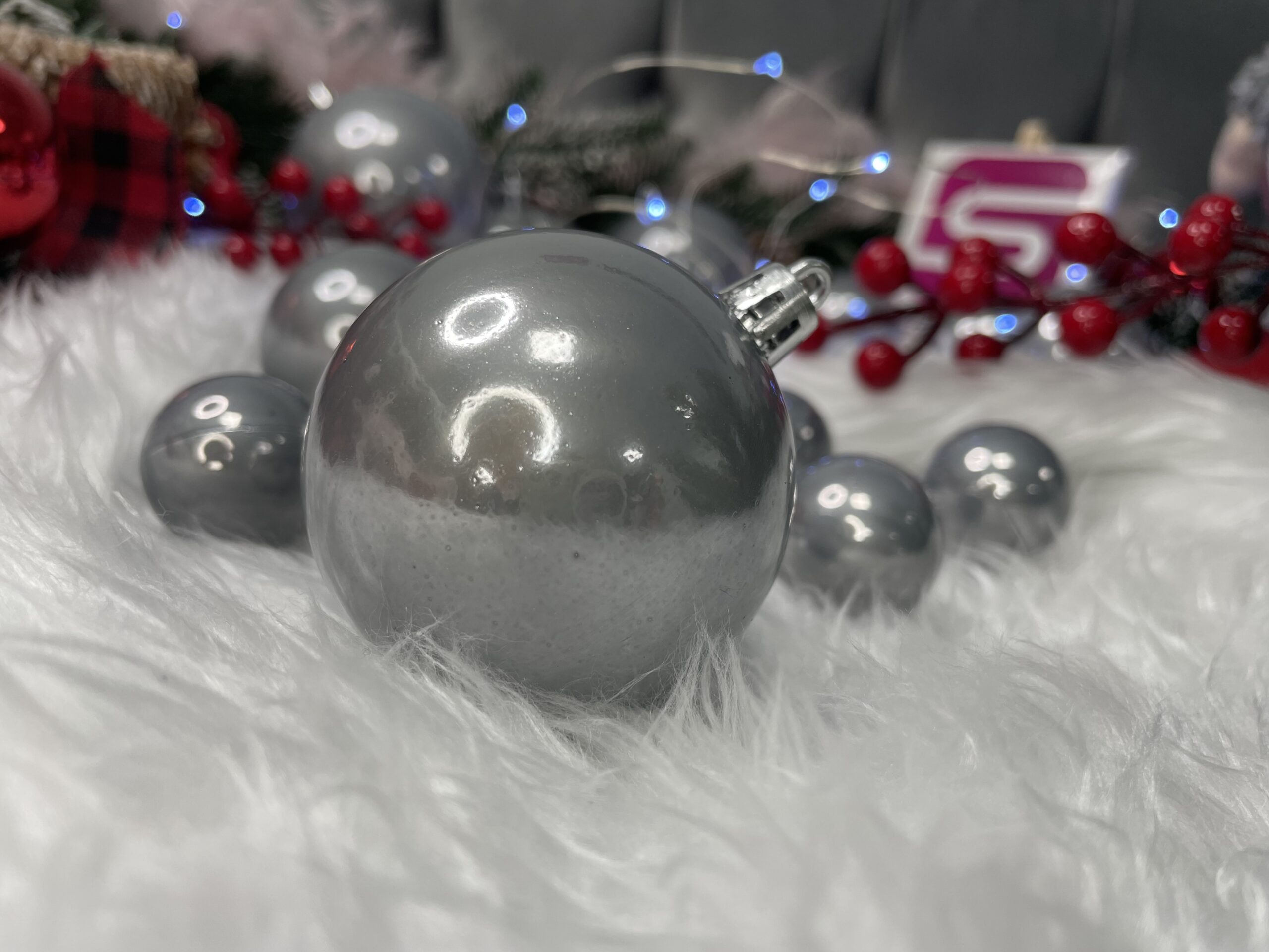 Set globuri de Craciun, 37 bucati, 3-8cm, argintiu [10]