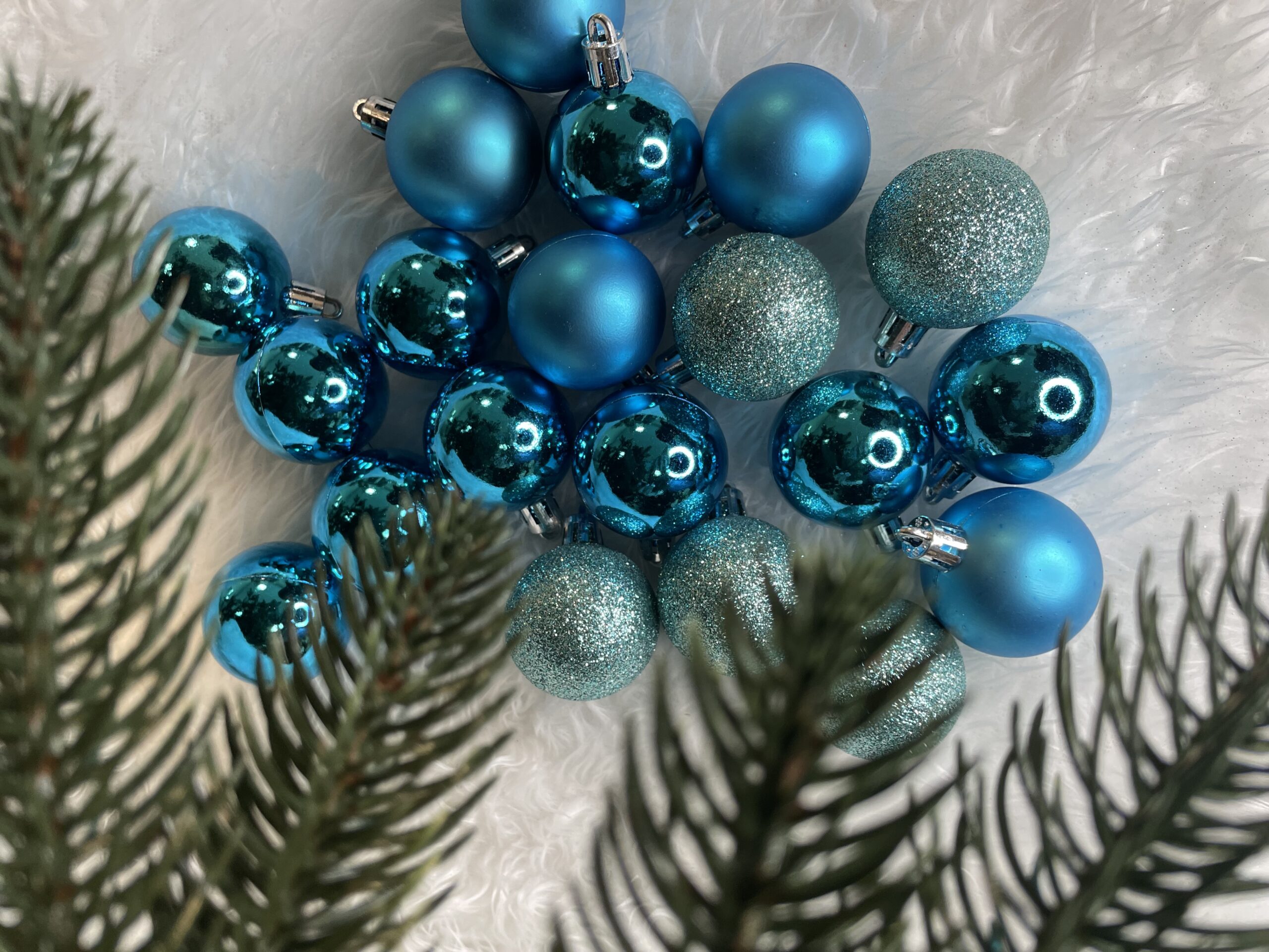 Set globuri de Craciun, 20 bucati, 3 modele, 4cm, albastru [13]