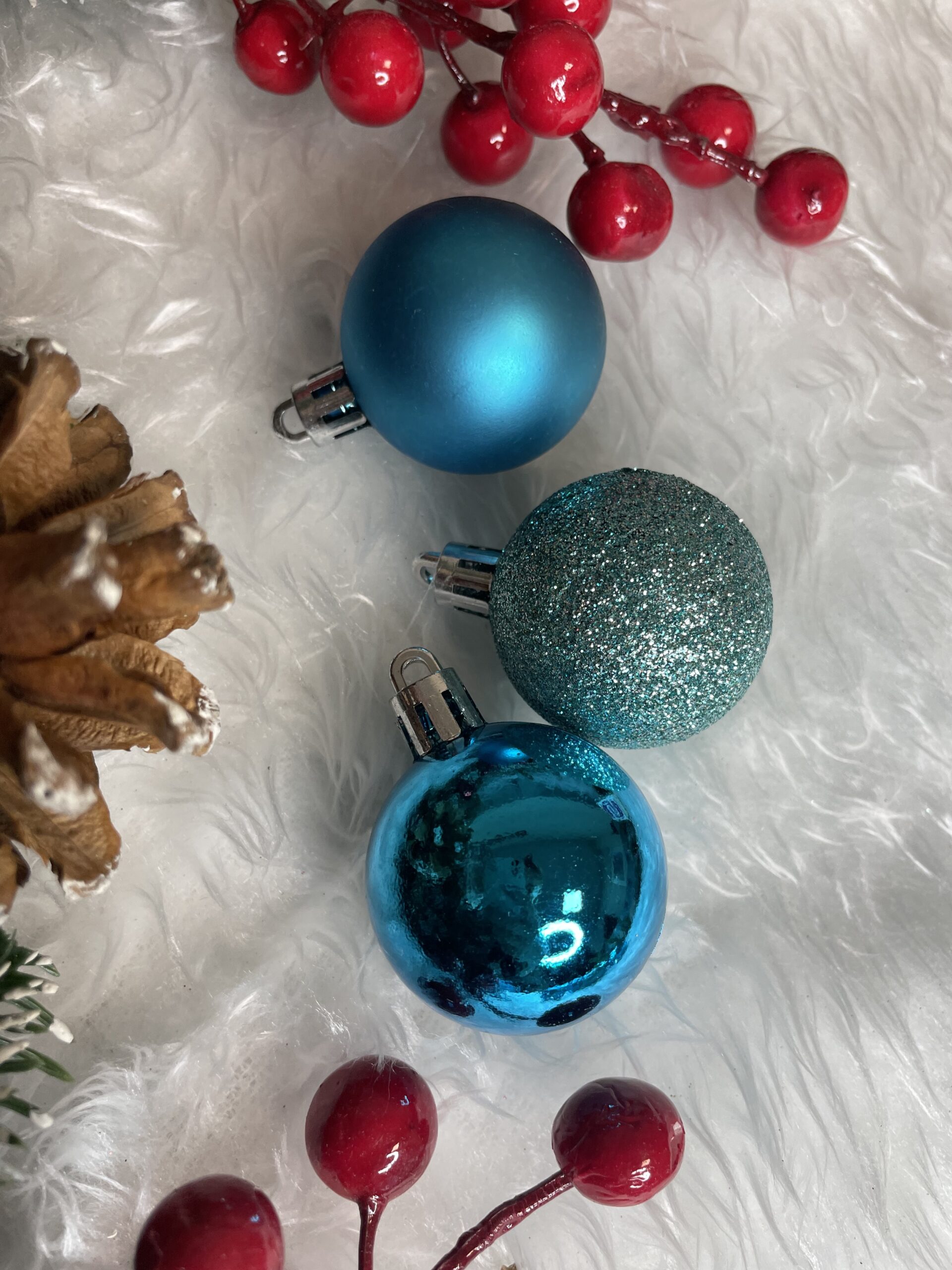 Set globuri de Craciun, 20 bucati, 3 modele, 4cm, albastru [17]