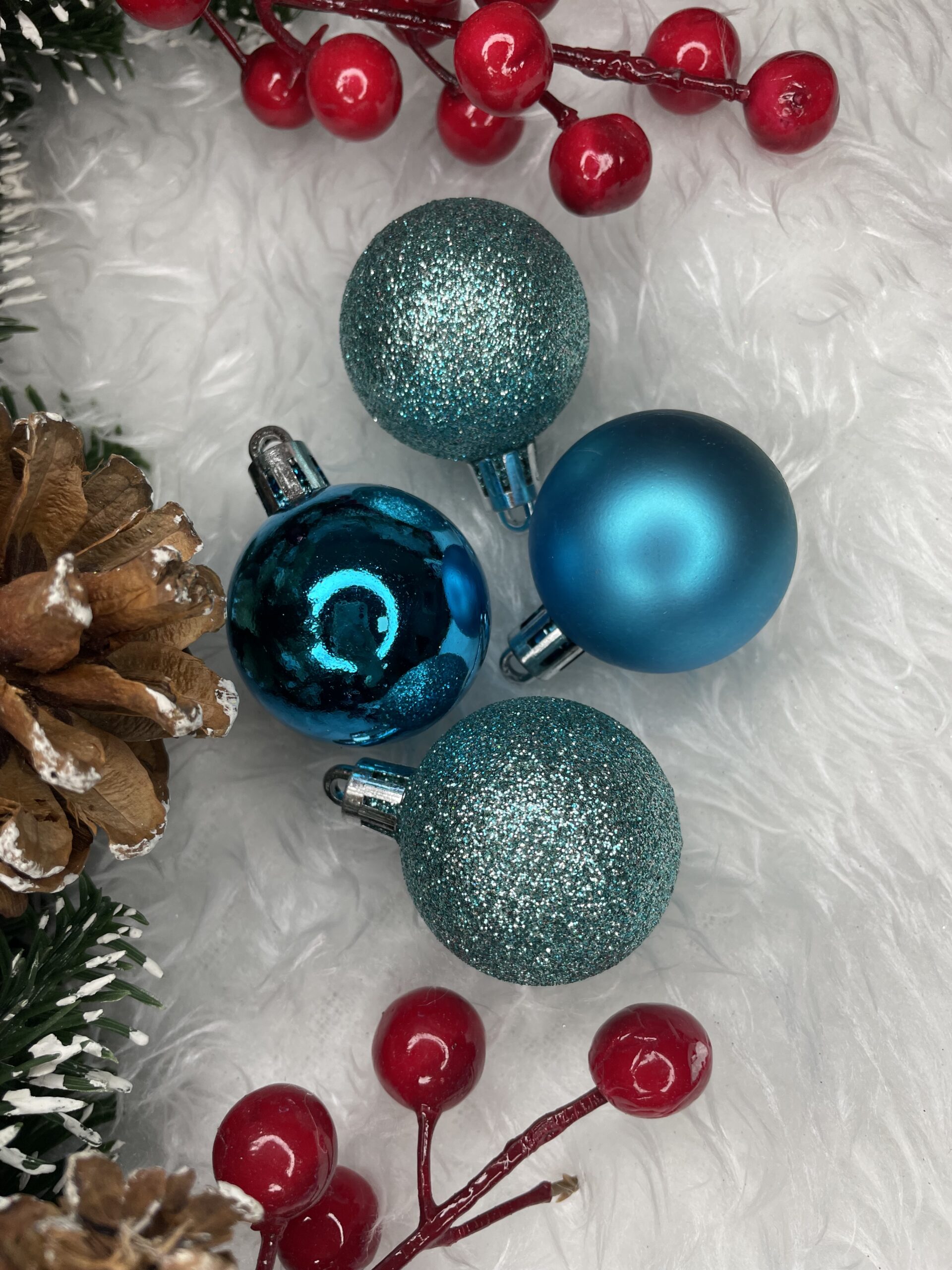 Set globuri de Craciun, 20 bucati, 3 modele, 4cm, albastru [18]