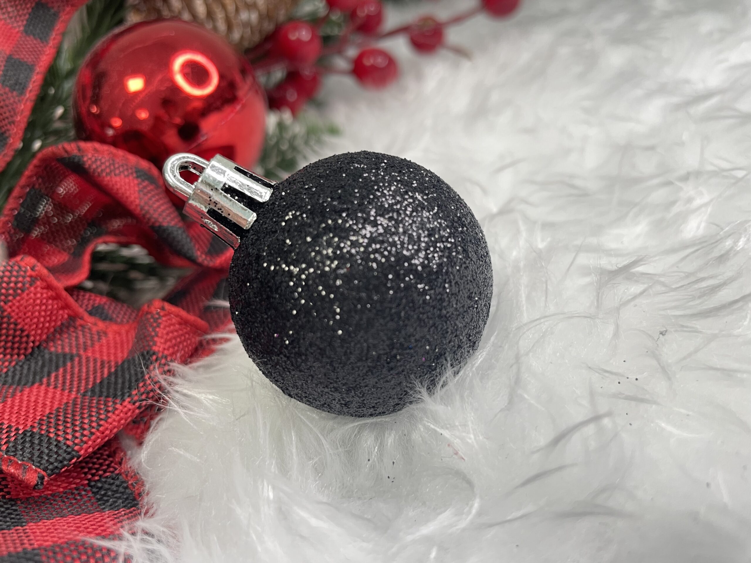 Set globuri de Craciun, 20 bucati, 3 modele, 4cm, negru [16]